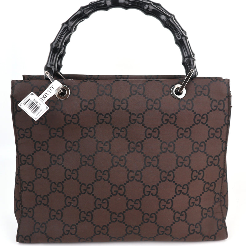 C2230 Gucci Top Handle Bag Bamboo Tote | Pre-Owned Excellent GG monogram