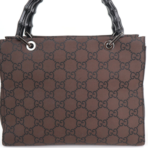 C2230 Gucci Top Handle Bag Bamboo Tote | Pre-Owned Excellent GG monogram