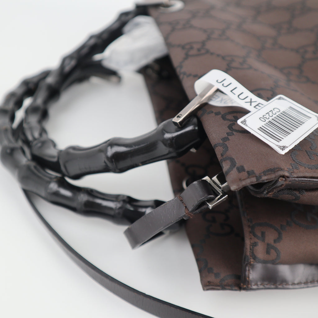 C2230 Gucci Top Handle Bag Bamboo Tote | Pre-Owned Excellent GG monogram