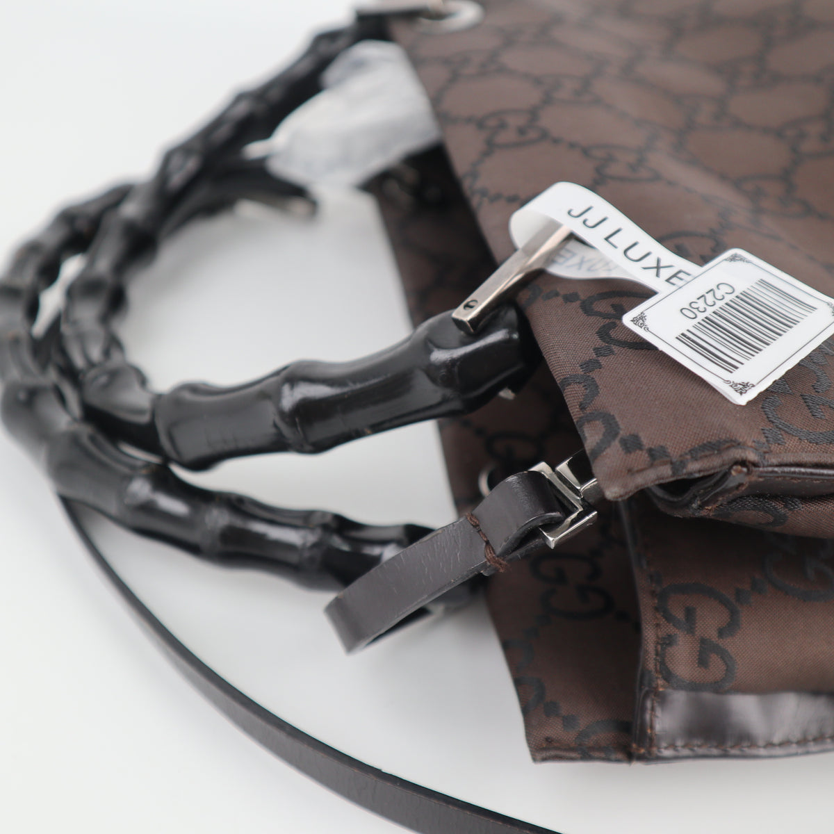C2230 Gucci Top Handle Bag Bamboo Tote | Pre-Owned Excellent GG monogram