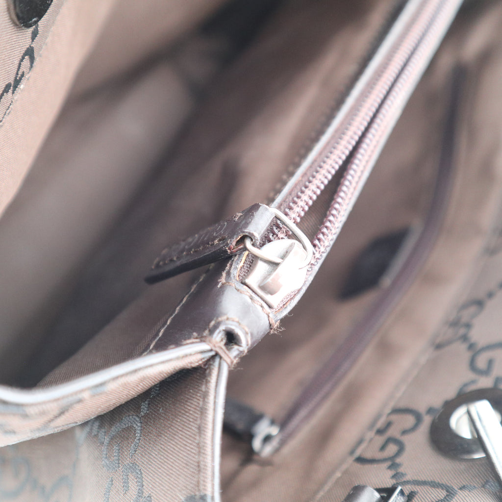 C2230 Gucci Top Handle Bag Bamboo Tote | Pre-Owned Excellent GG monogram