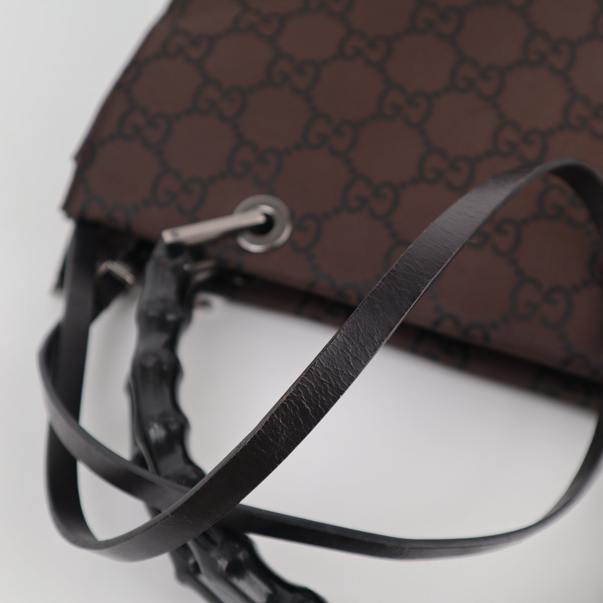 C2230 Gucci Top Handle Bag Bamboo Tote | Pre-Owned Excellent GG monogram