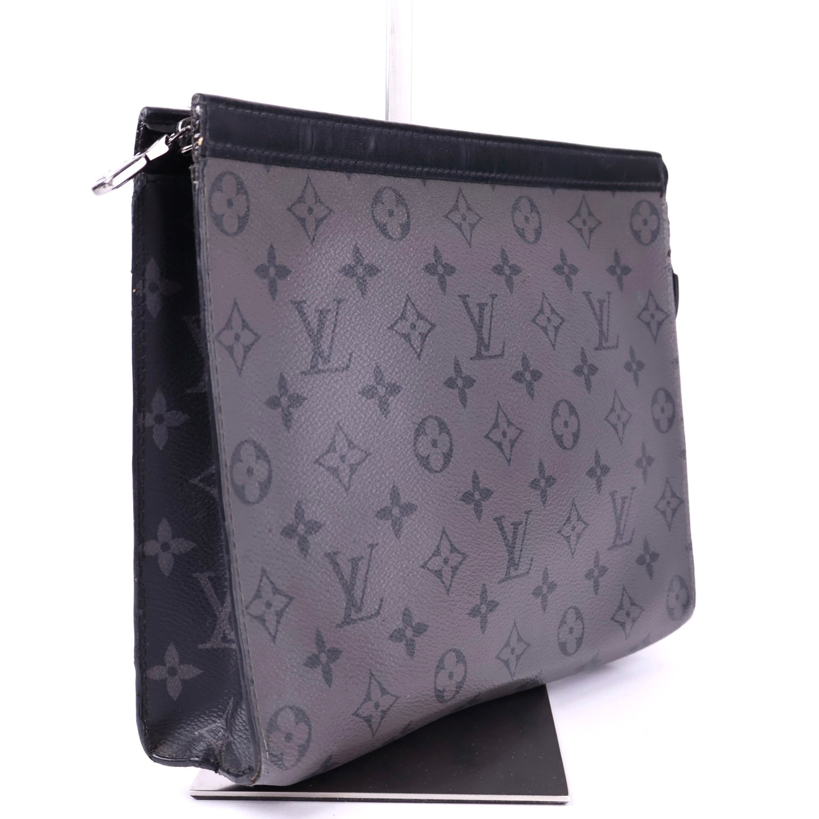 J2110 Louis Vuitton Pochette Voyage MM Monogram Gunmetal Gray- Pre Owned