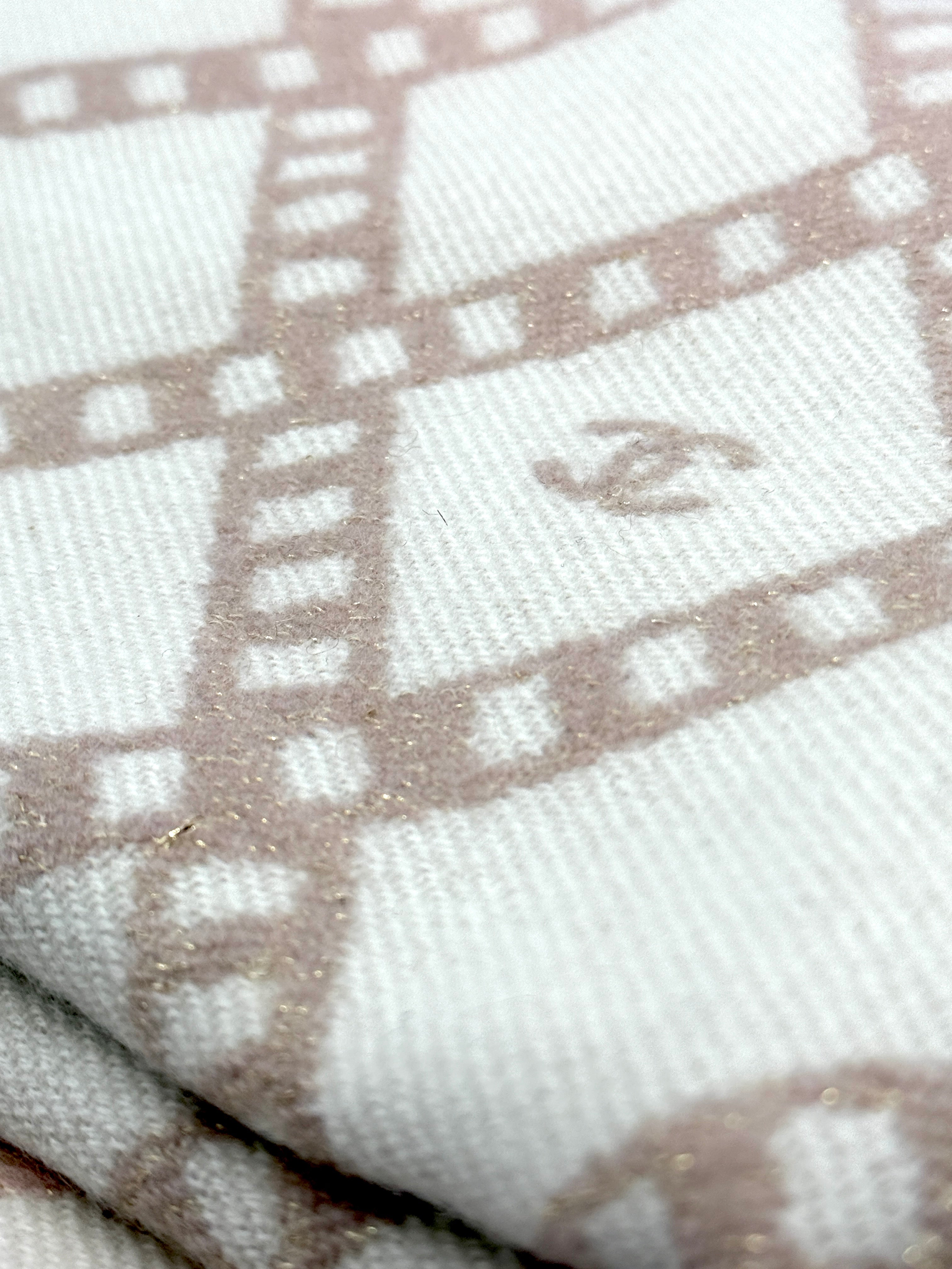 Chanel Beige Scarf with Plaid