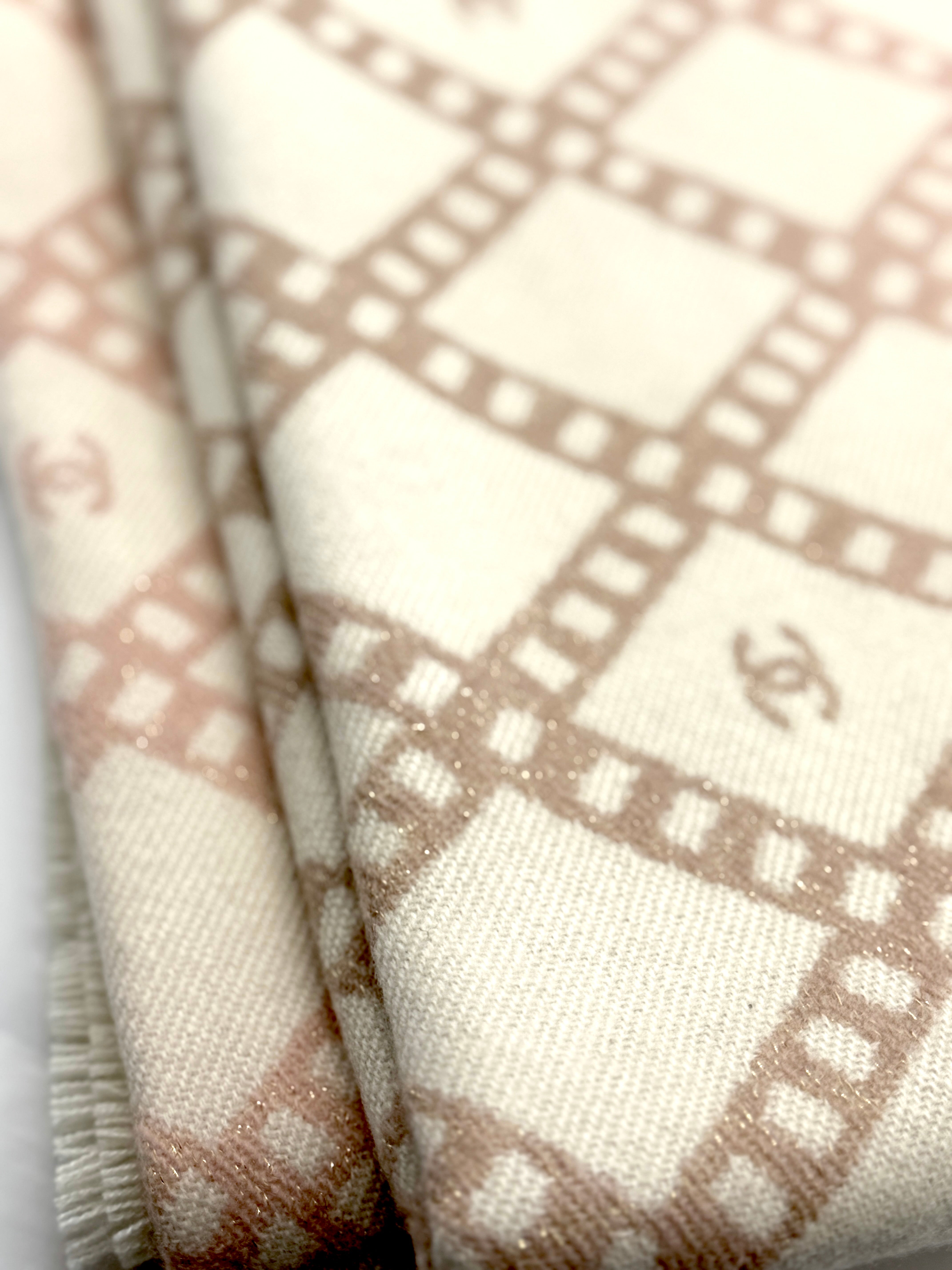 Chanel Beige Scarf with Plaid