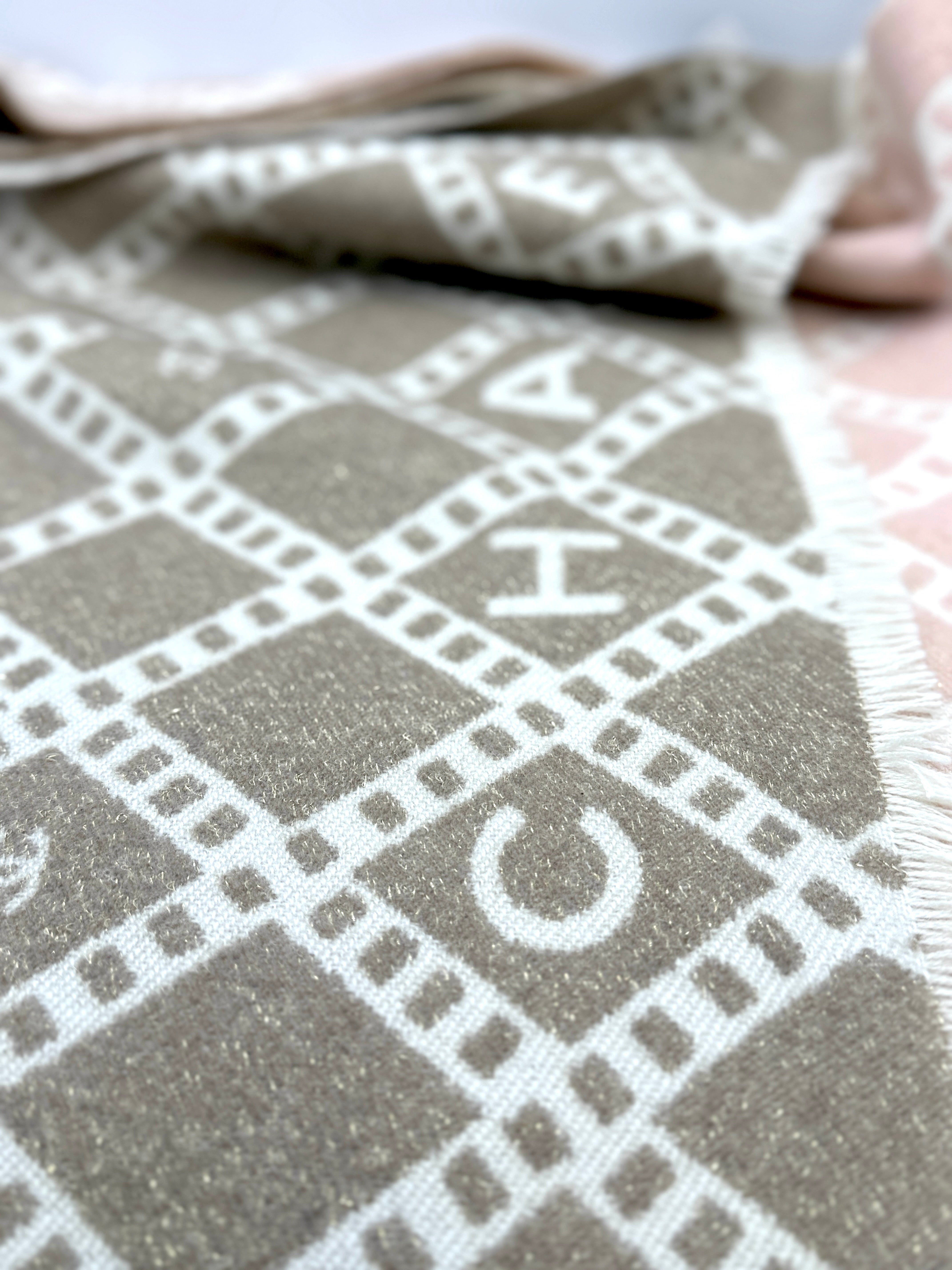 Chanel Beige Scarf with Plaid