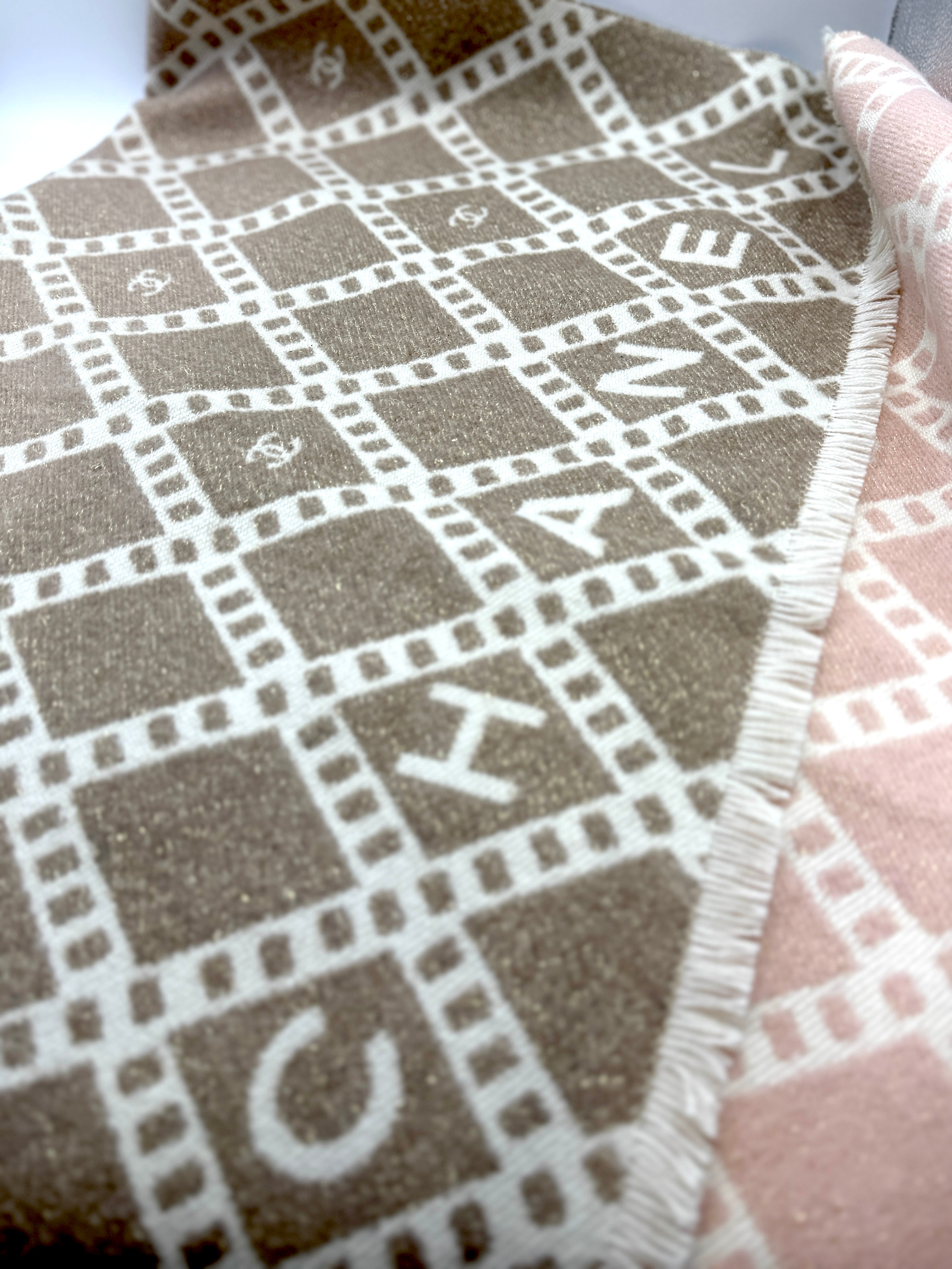 Chanel Beige Scarf with Plaid