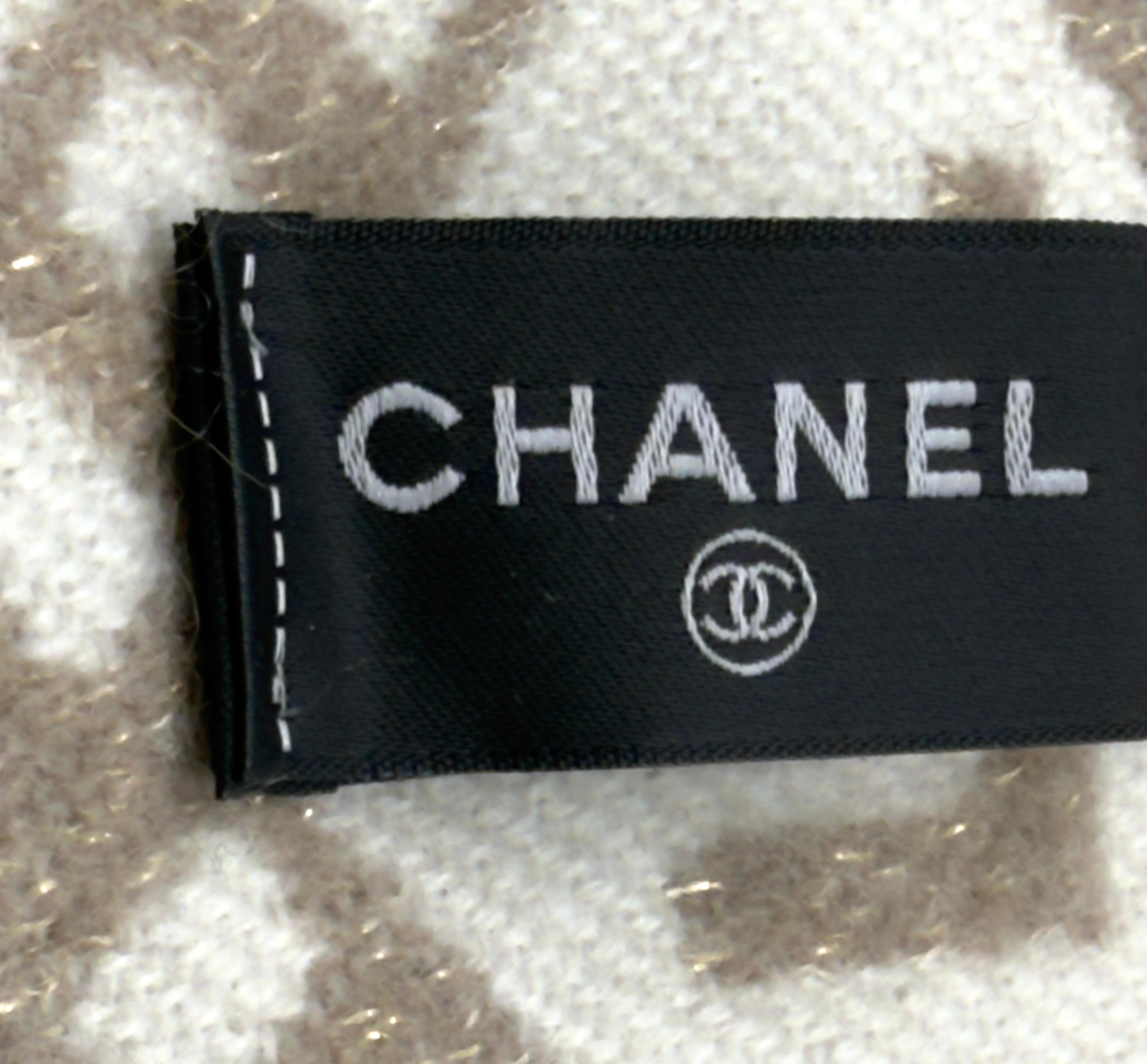 Chanel Beige Scarf with Plaid
