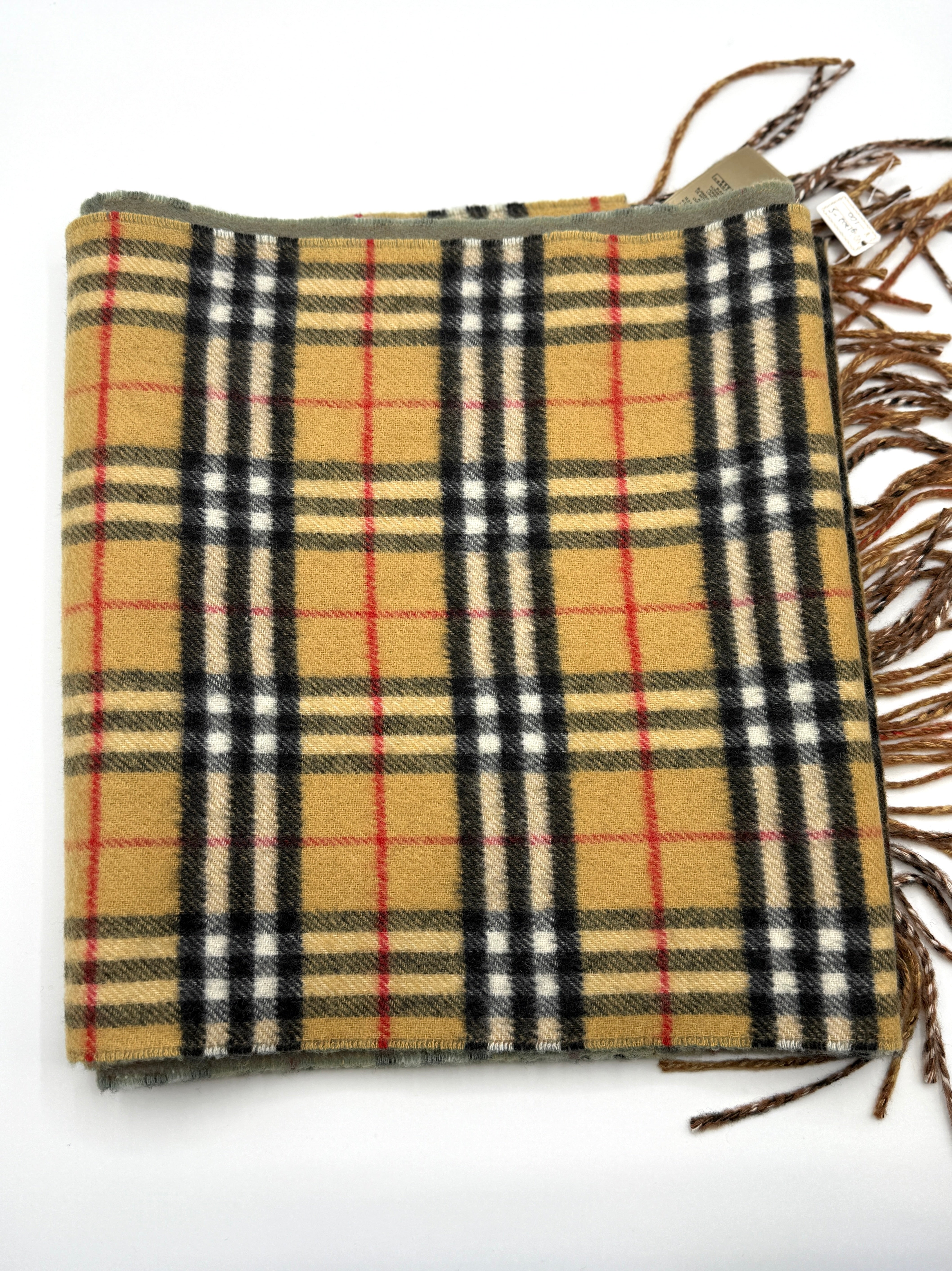 Burberry Muffler Scarf Women Vintage Check Fringe