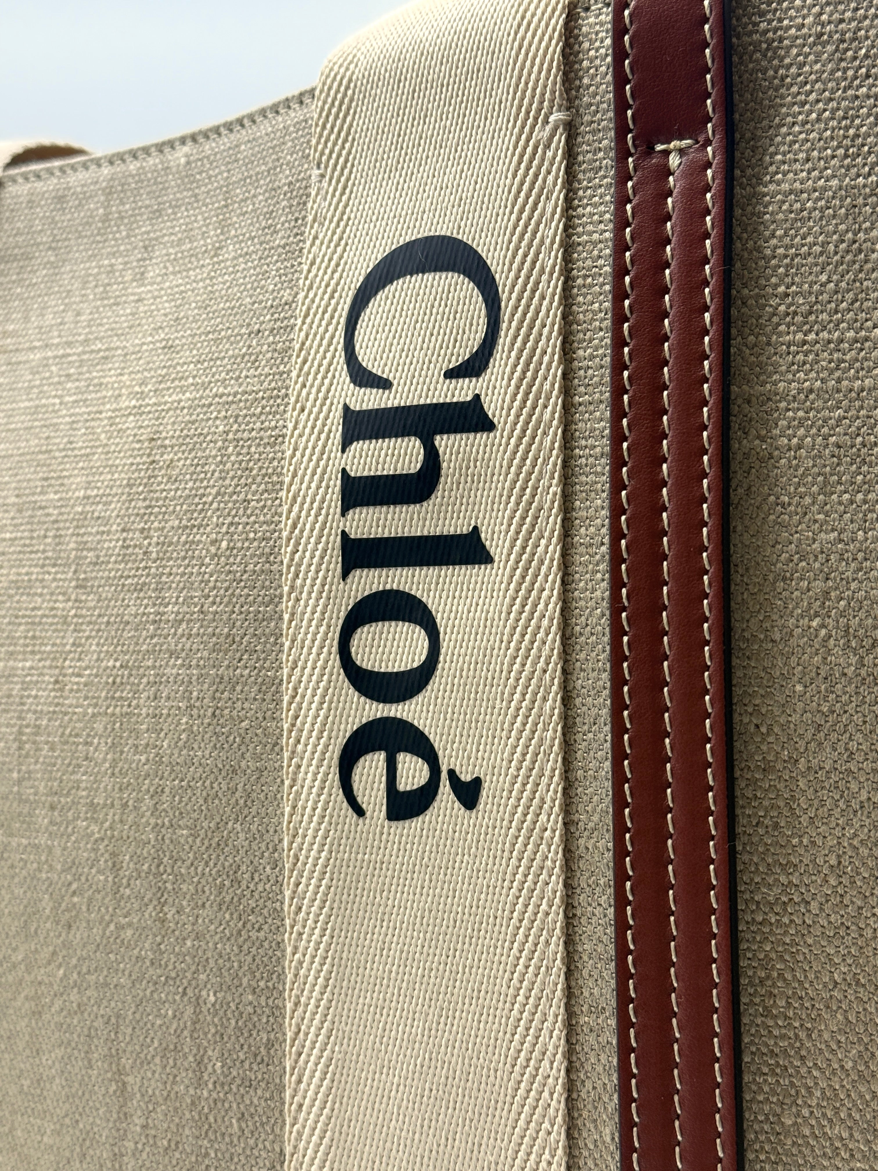 Chloé Woody Linen Tote Bag