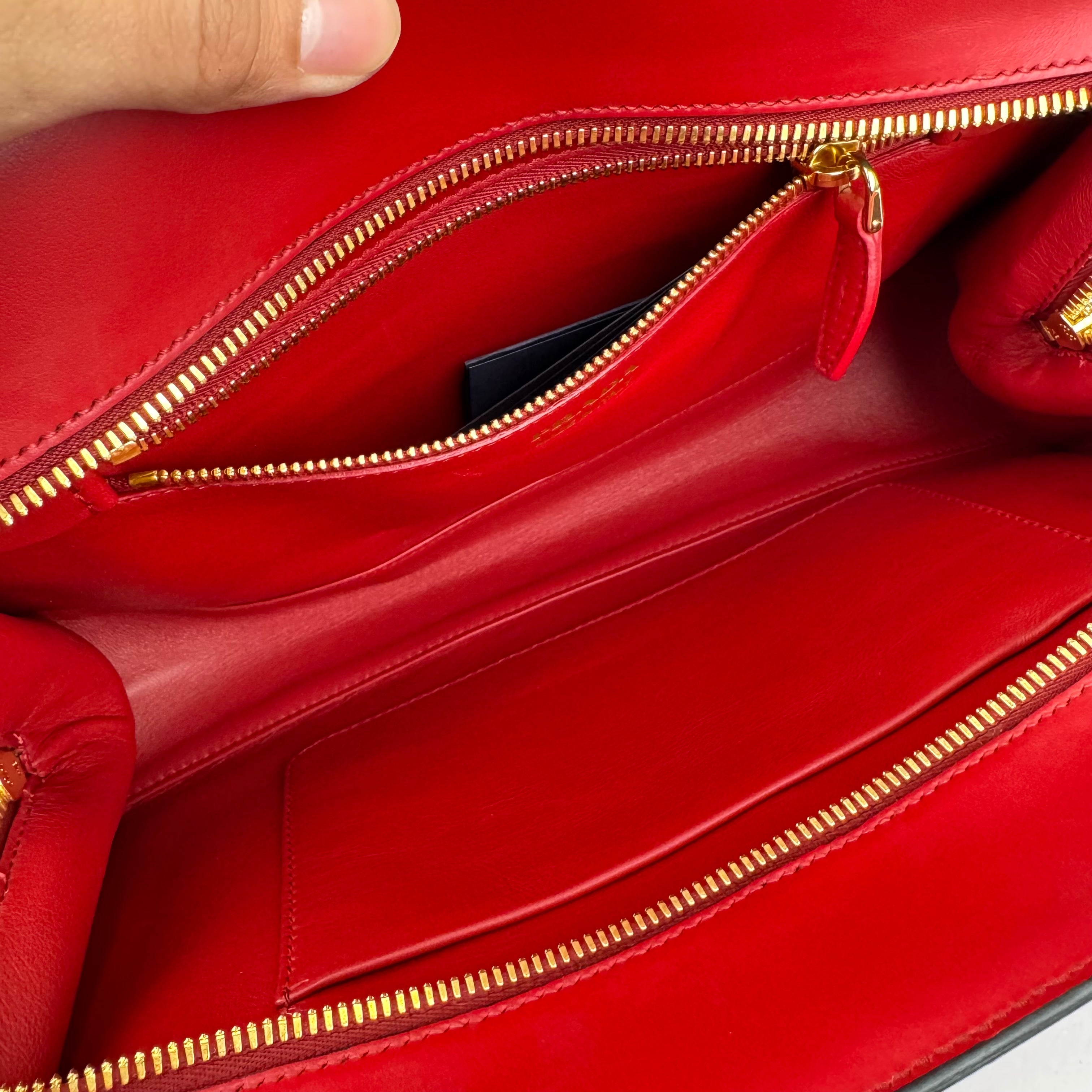 Prada Clutch Leather handbag Elegant Red- Pre Owned