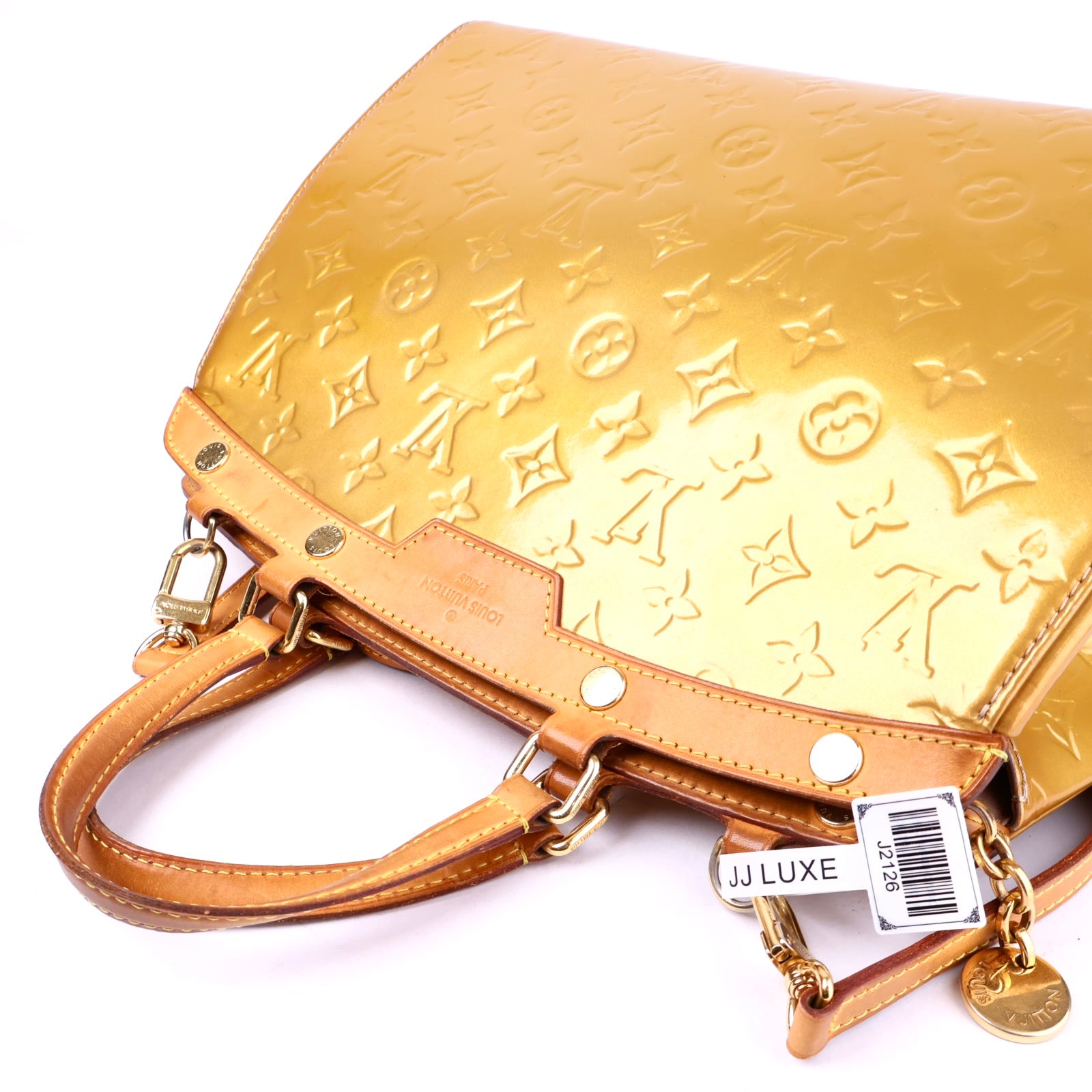 J2126 Louis Vuitton Vernis Brea MM Blanc Corail- Pre Owned