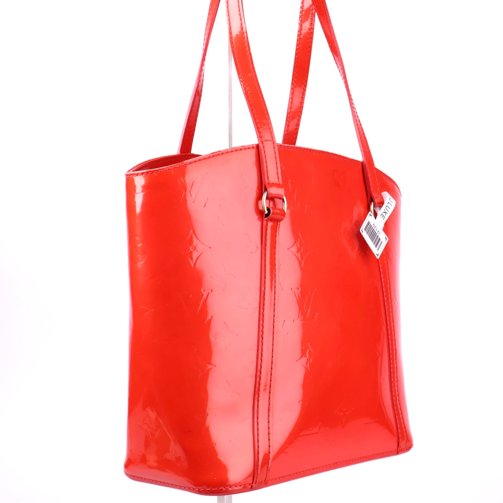 J2129 Louis Vuitton Red Monogram Vernis Avalon Handbag- Pre Owned