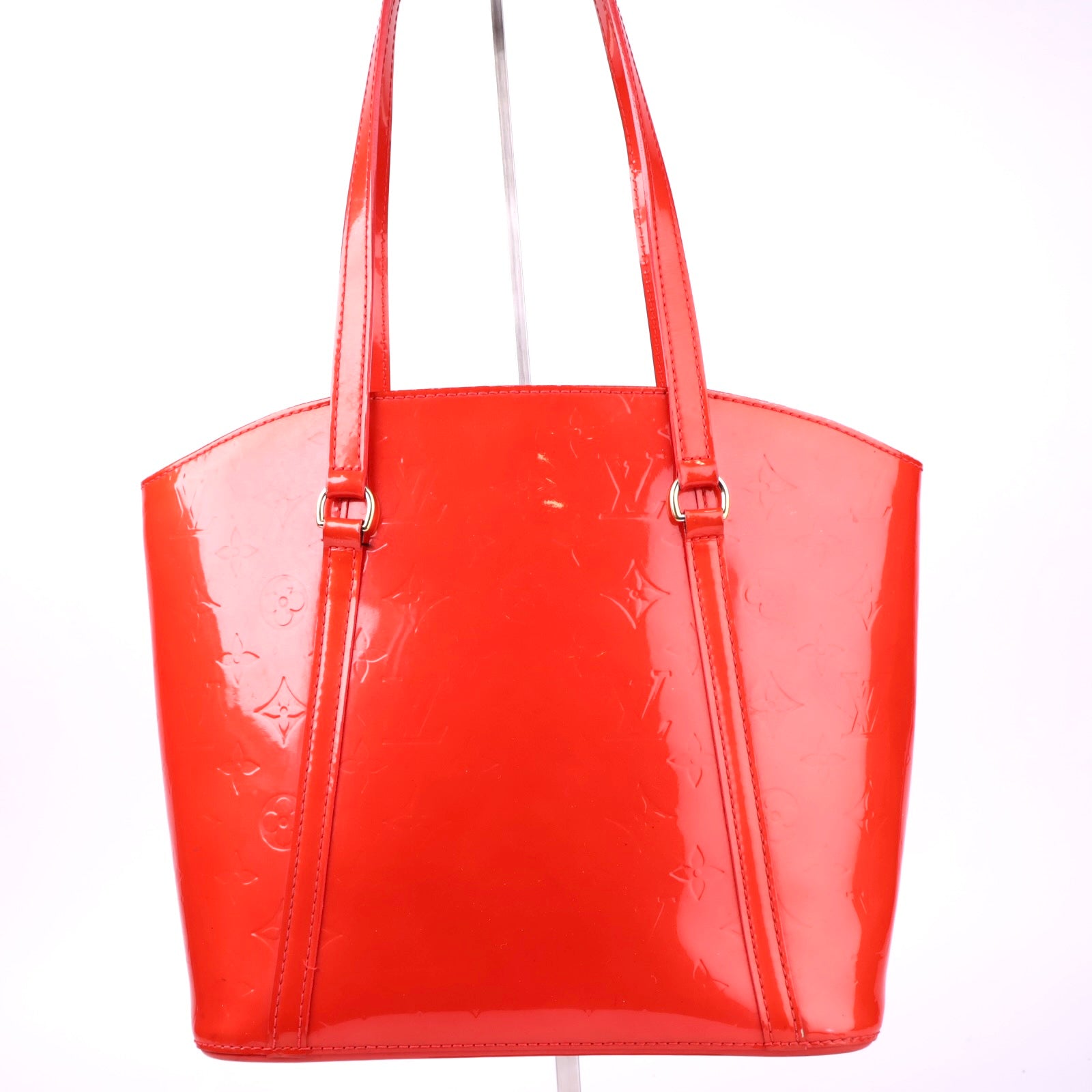 J2129 Louis Vuitton Red Monogram Vernis Avalon Handbag- Pre Owned