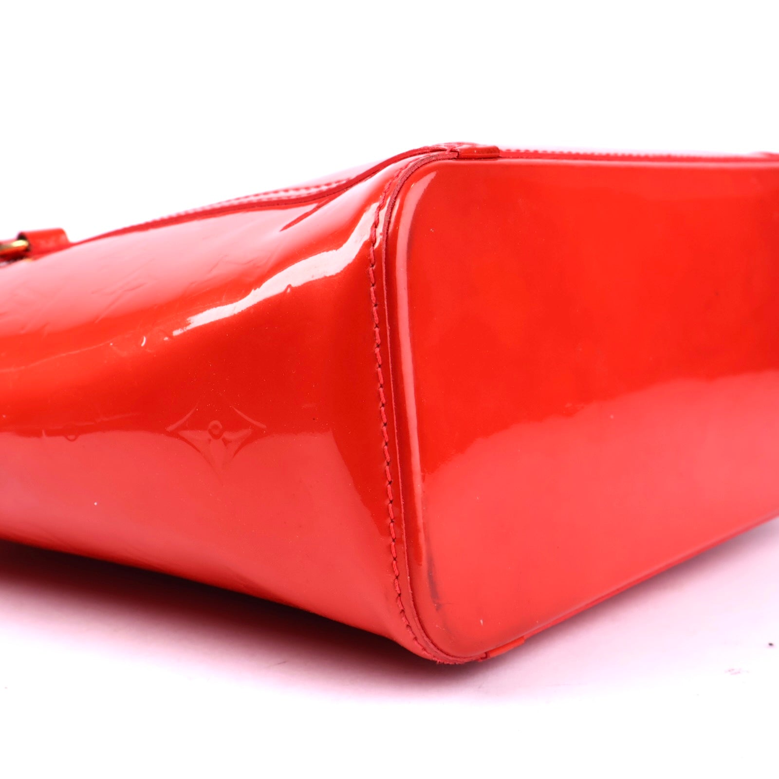 J2129 Louis Vuitton Red Monogram Vernis Avalon Handbag- Pre Owned