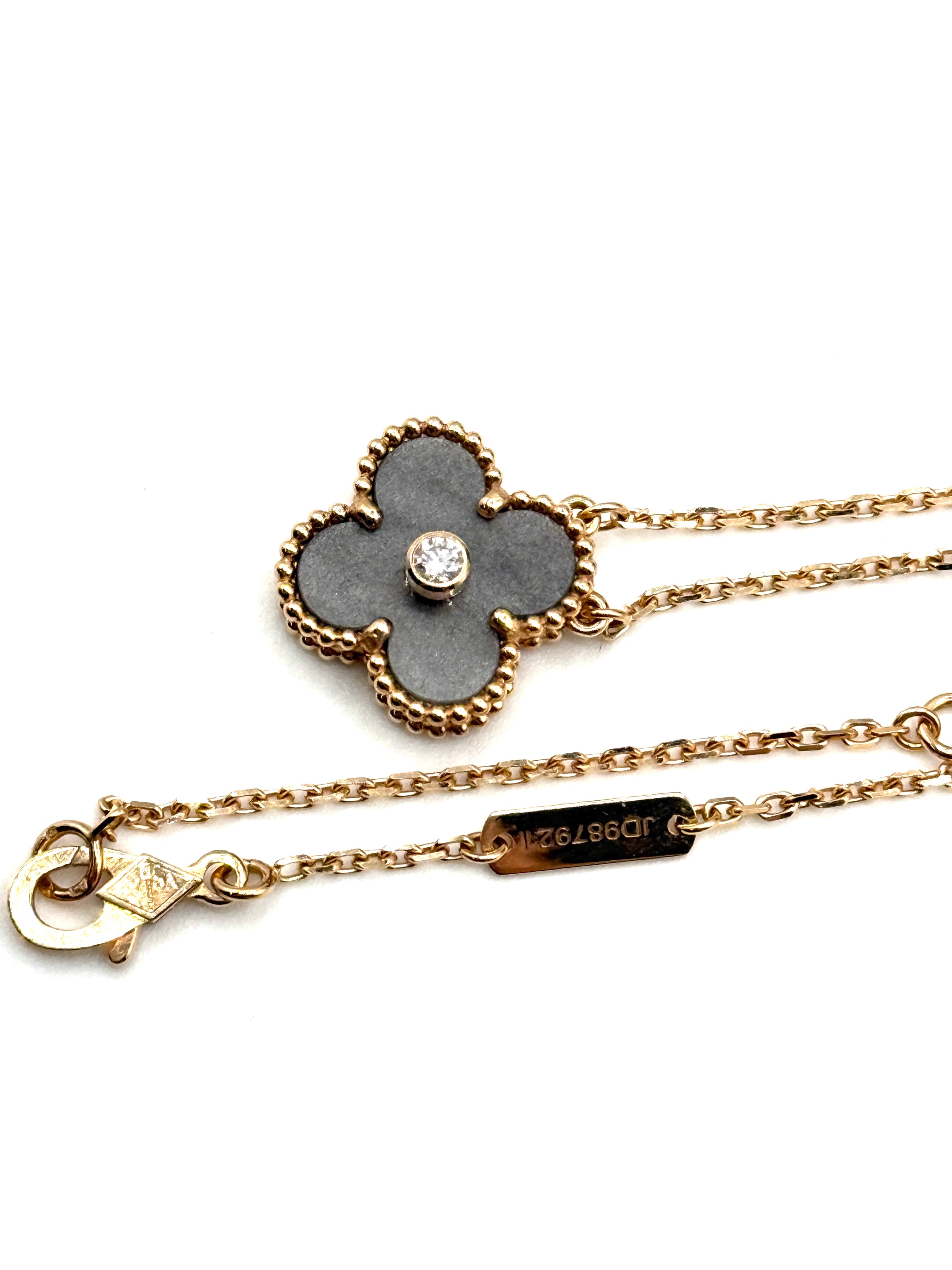 Van Cleef & Arpels Limited Edition Grey Mother Of Pearl Vintage Alhambra Holiday Pendant