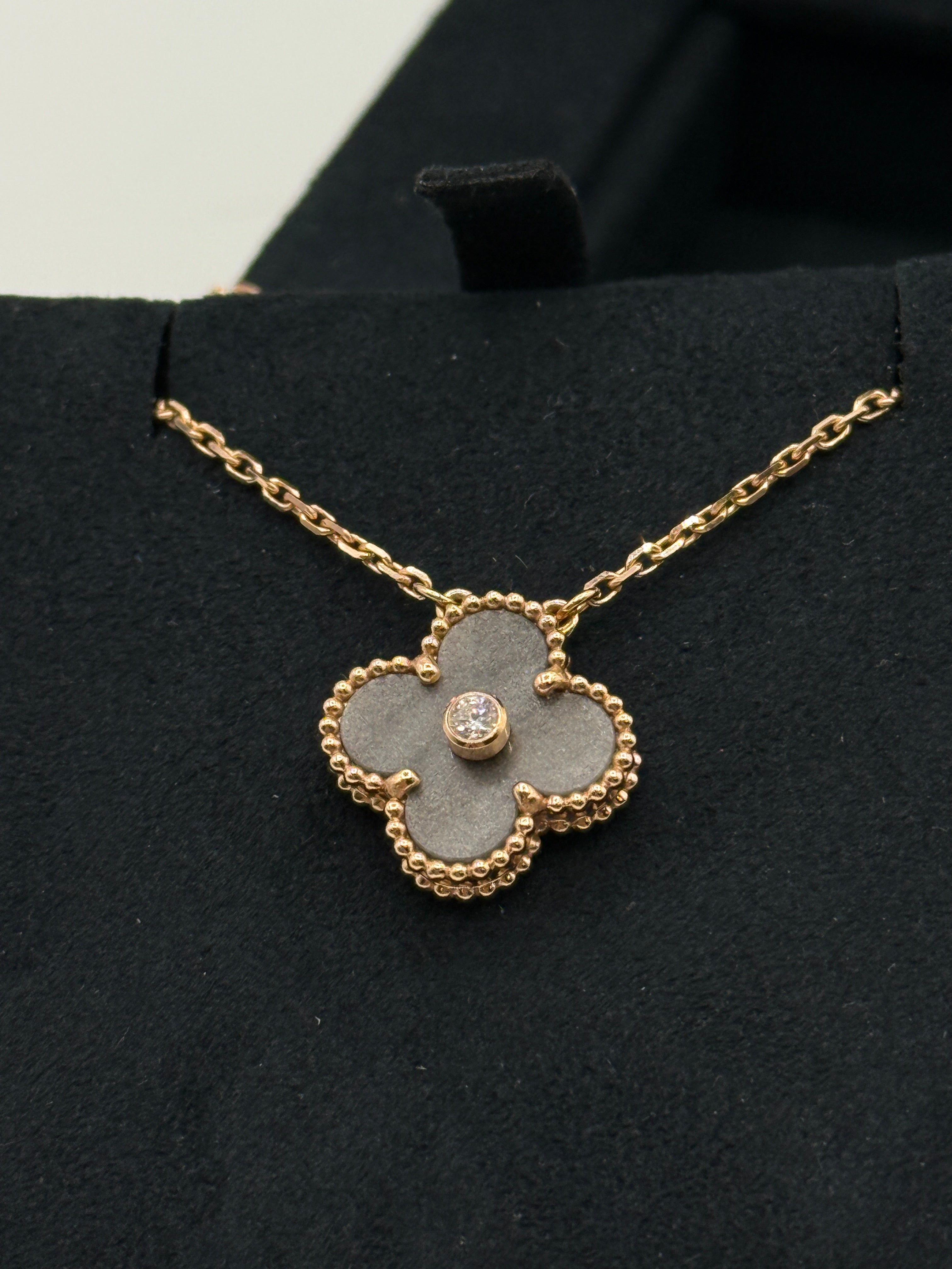 Van Cleef & Arpels Limited Edition Grey Mother Of Pearl Vintage Alhambra Holiday Pendant