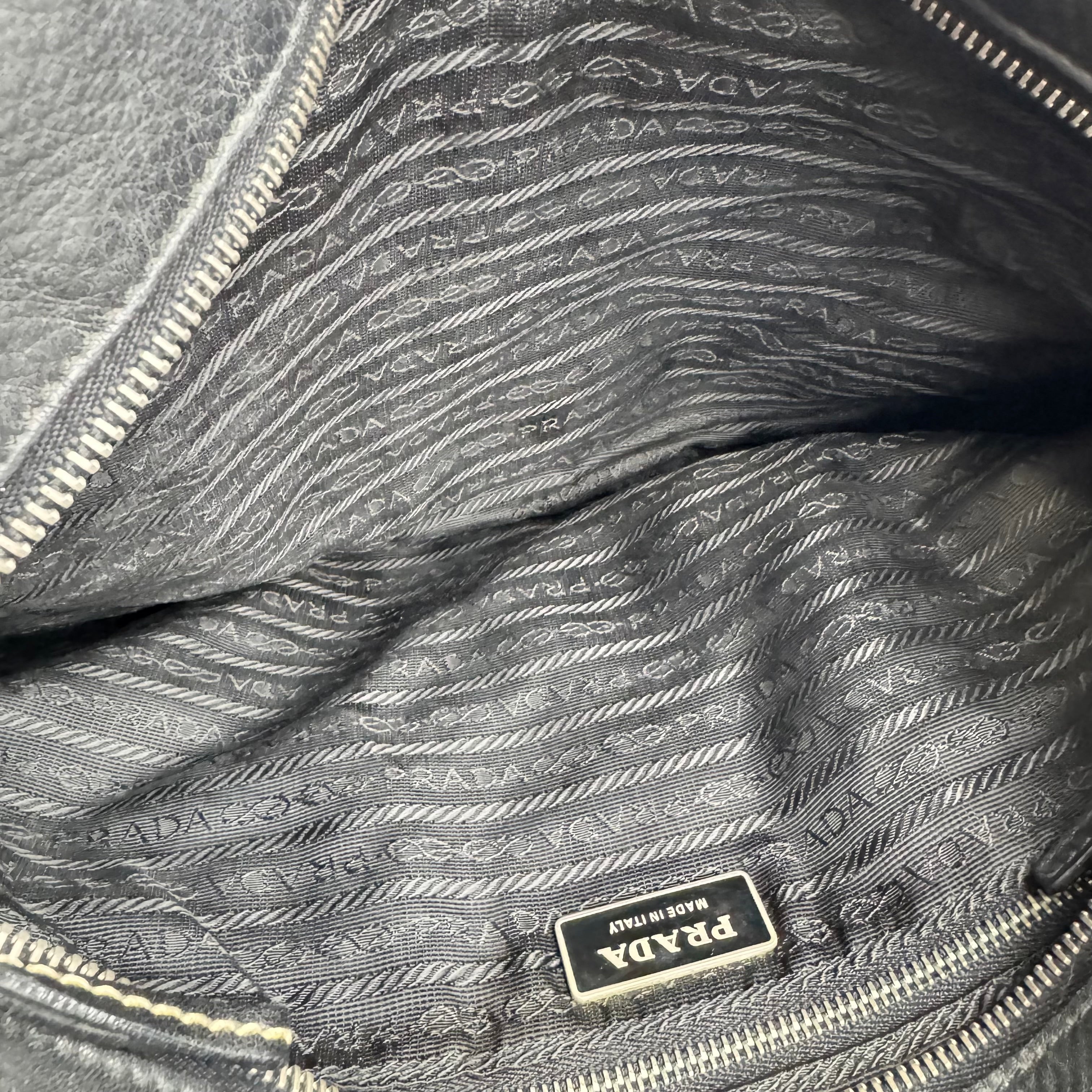 Prada Nylon Leather Tote Bag Black- Pre Owned