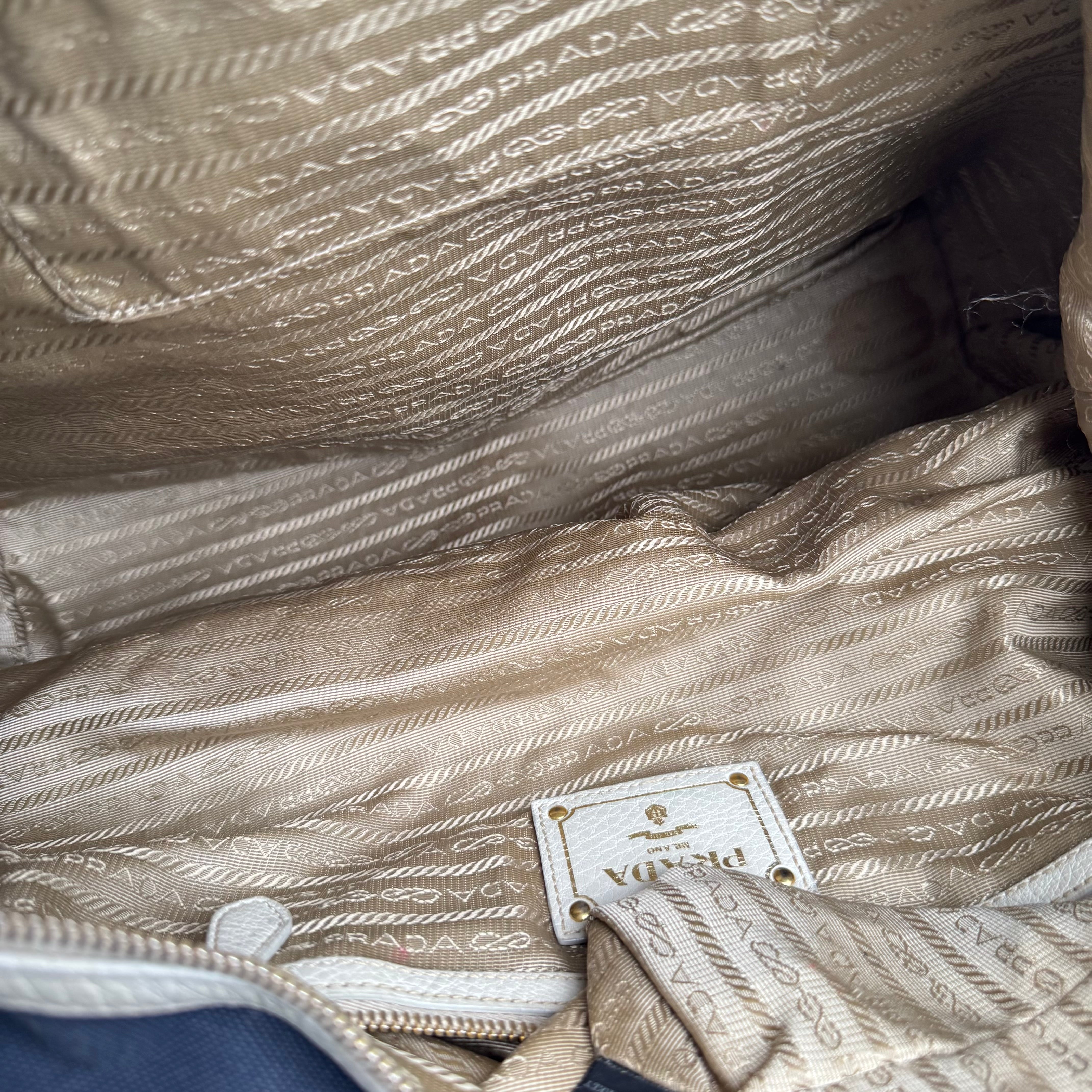 J0931 Prada Logo Jacquard Denim Tote Bag- Pre Owned