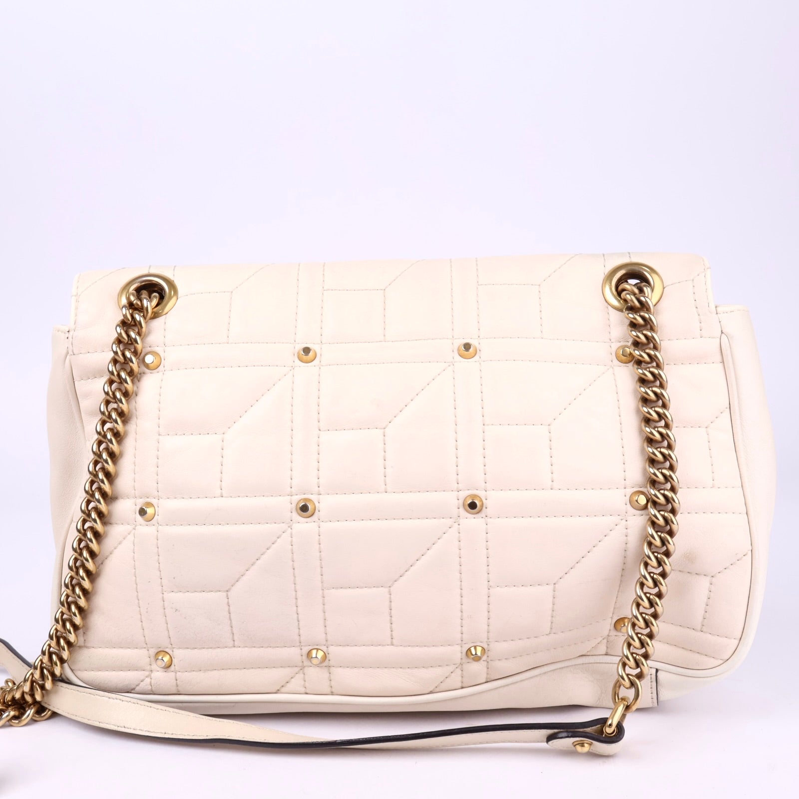 J2119 Gucci Studded GG Marmont Calfskin Matelasse Leather Bag- Pre Owned