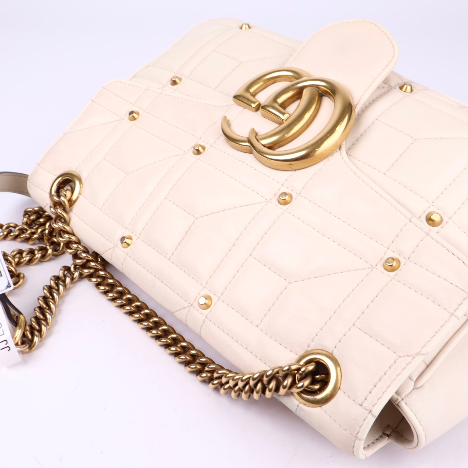 J2119 Gucci Studded GG Marmont Calfskin Matelasse Leather Bag- Pre Owned