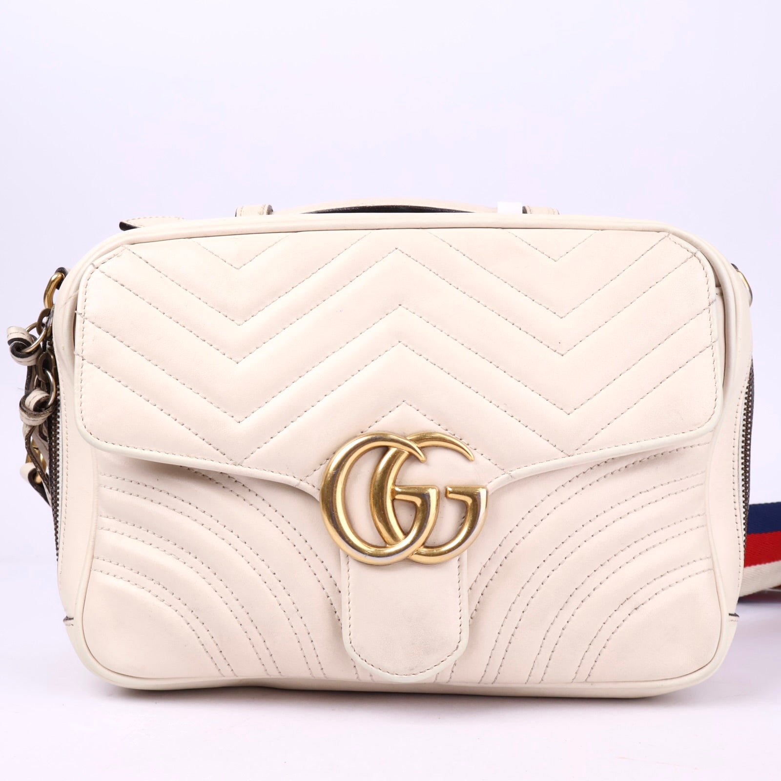 J2113 Gucci Small Calfskin GG Marmont Top Handle- Pre Owned