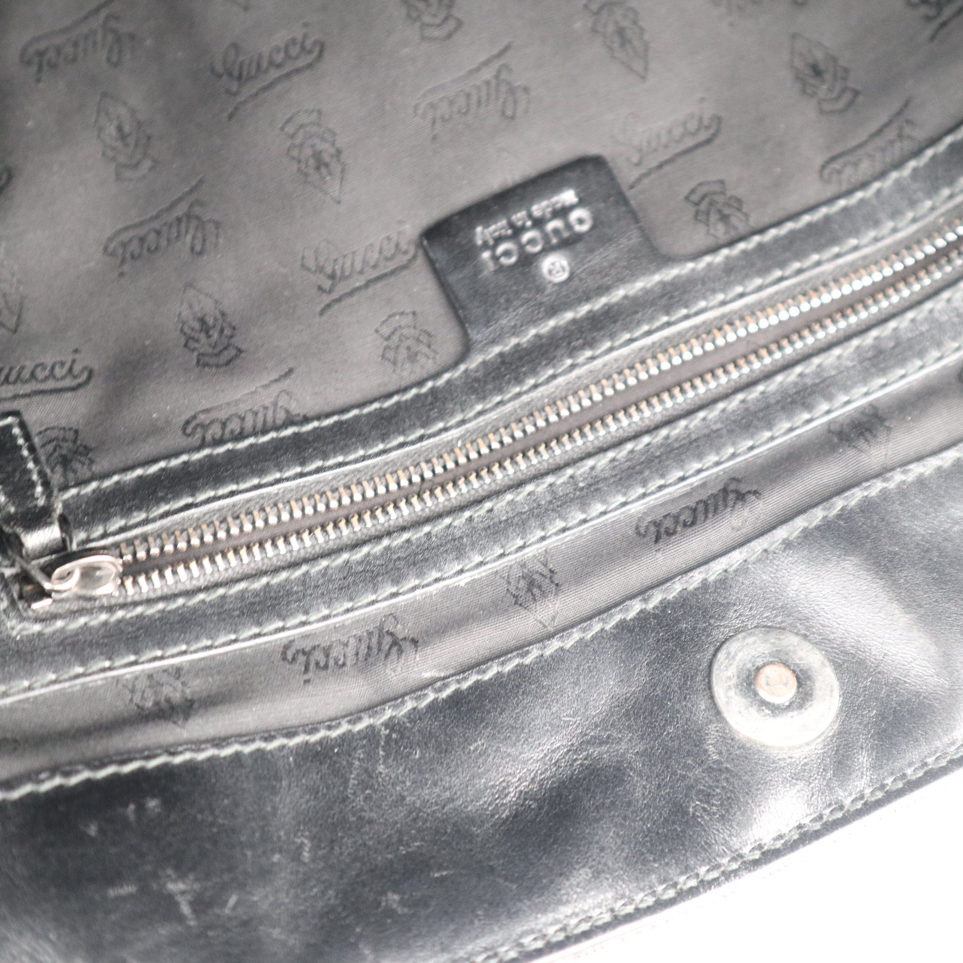 C2233 Gucci Tote Bag GG Stud Medium Joy | Pre-Owned Excellent Black Coated Canvas And Leather Trim