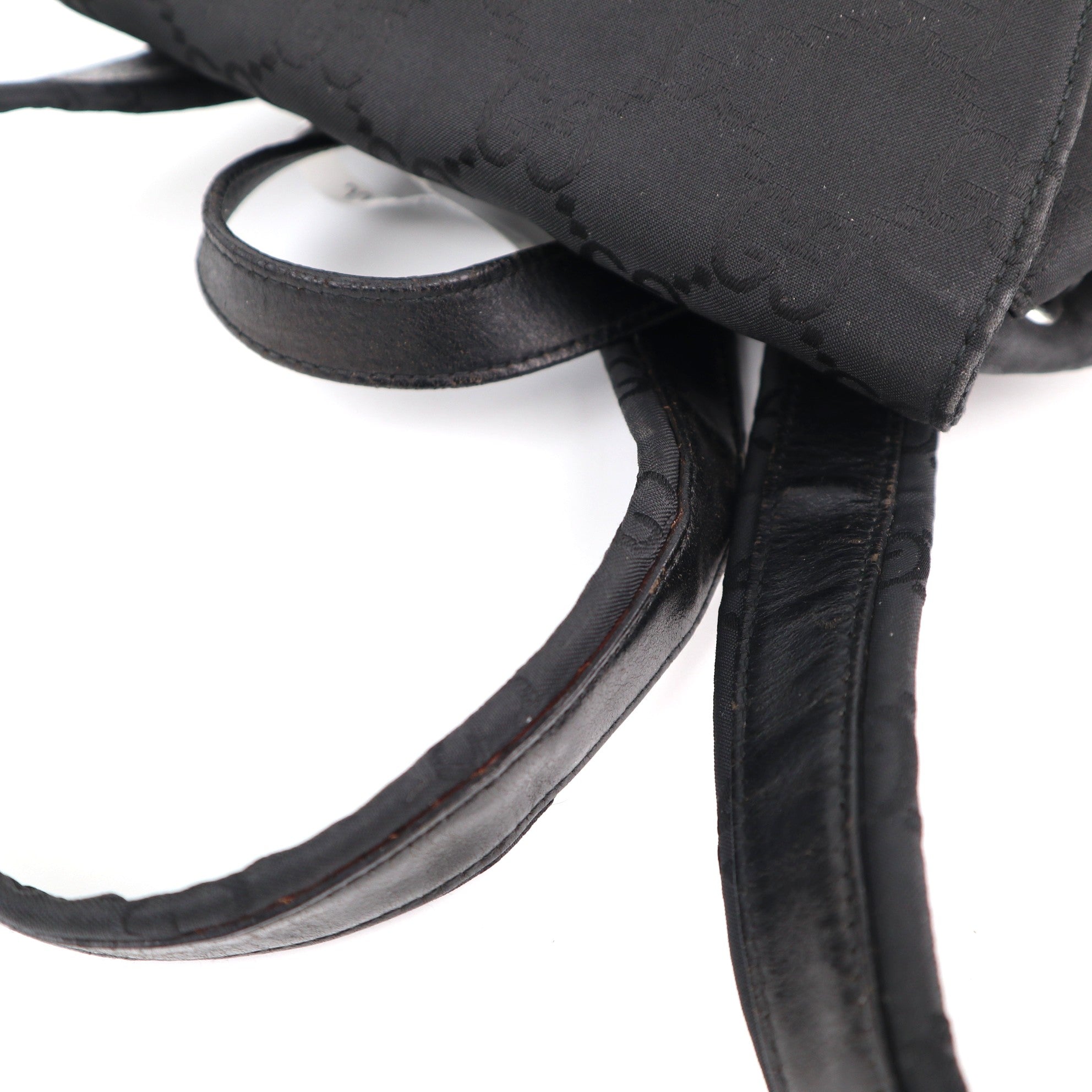 C2237 Gucci Backpack GG Small Backpack | Pre-Owned Very Good Black Canvas And Nylon With Leather Trim