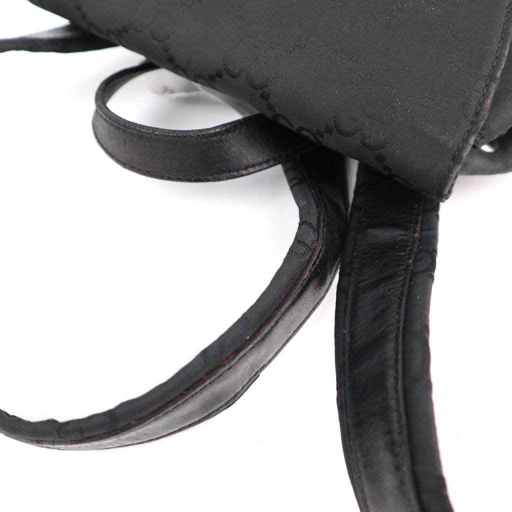 C2237# Gucci Backpack GG Small Backpack | Pre-Owned Very Good Black Canvas And Nylon With Leather Trim