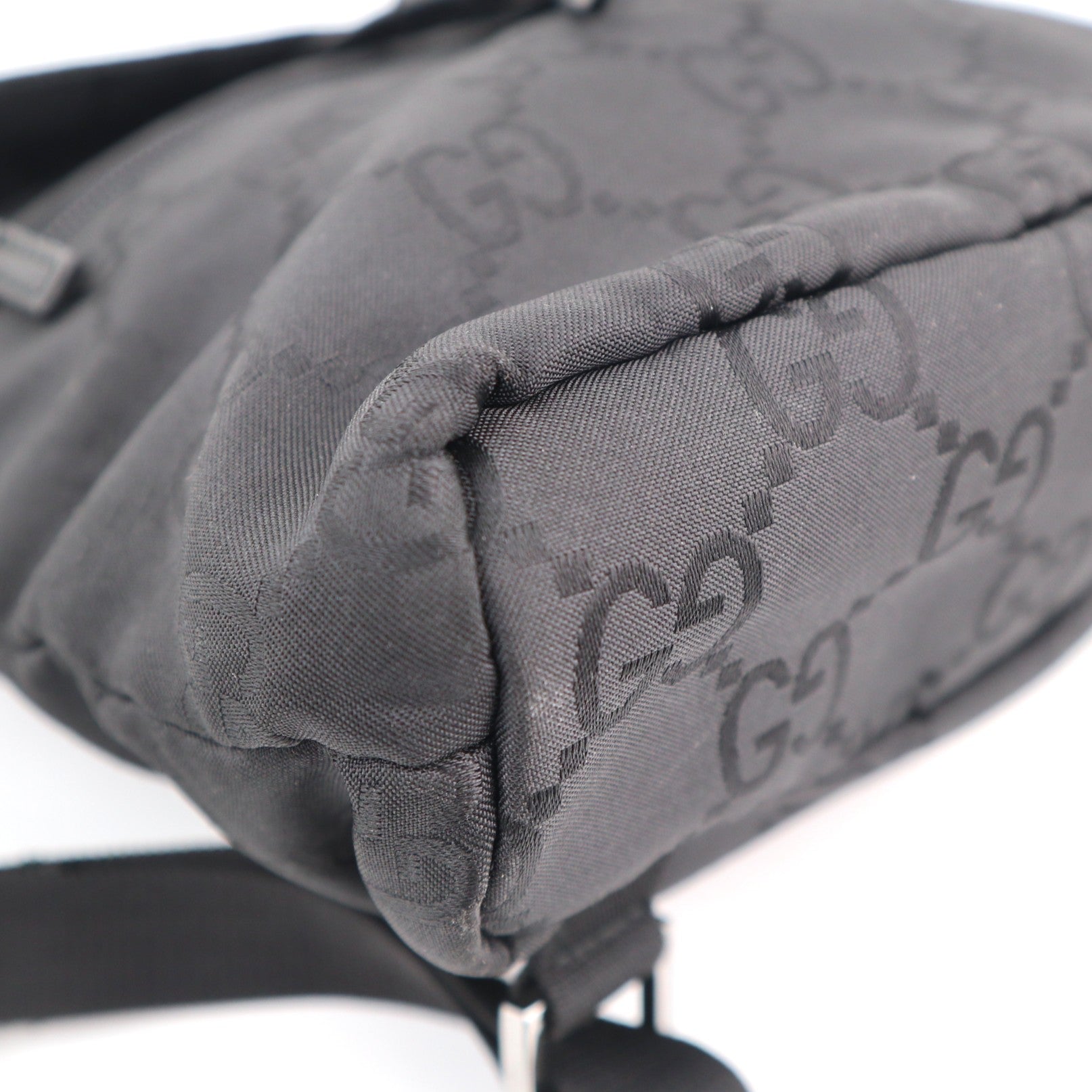 C2237 Gucci Backpack GG Small Backpack | Pre-Owned Very Good Black Canvas And Nylon With Leather Trim