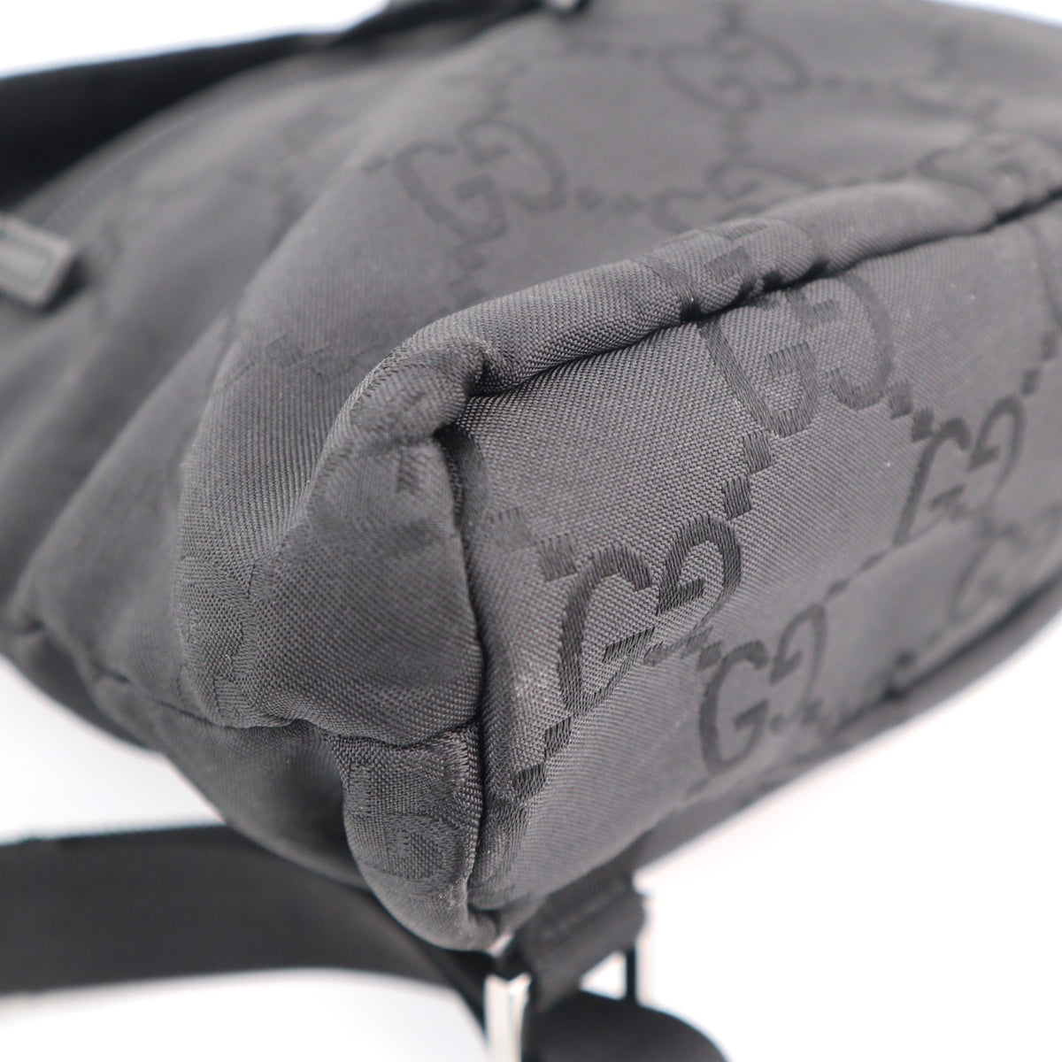 C2237# Gucci Backpack GG Small Backpack | Pre-Owned Very Good Black Canvas And Nylon With Leather Trim