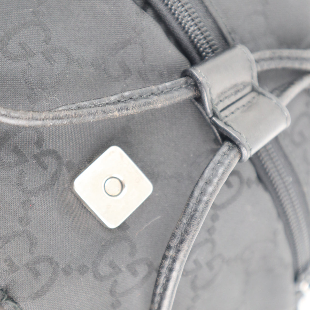 C2237# Gucci Backpack GG Small Backpack | Pre-Owned Very Good Black Canvas And Nylon With Leather Trim