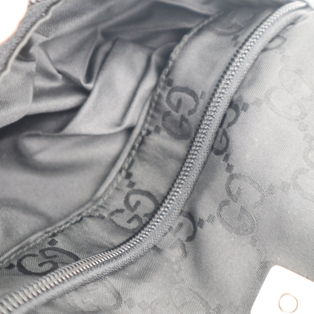 C2237# Gucci Backpack GG Small Backpack | Pre-Owned Very Good Black Canvas And Nylon With Leather Trim