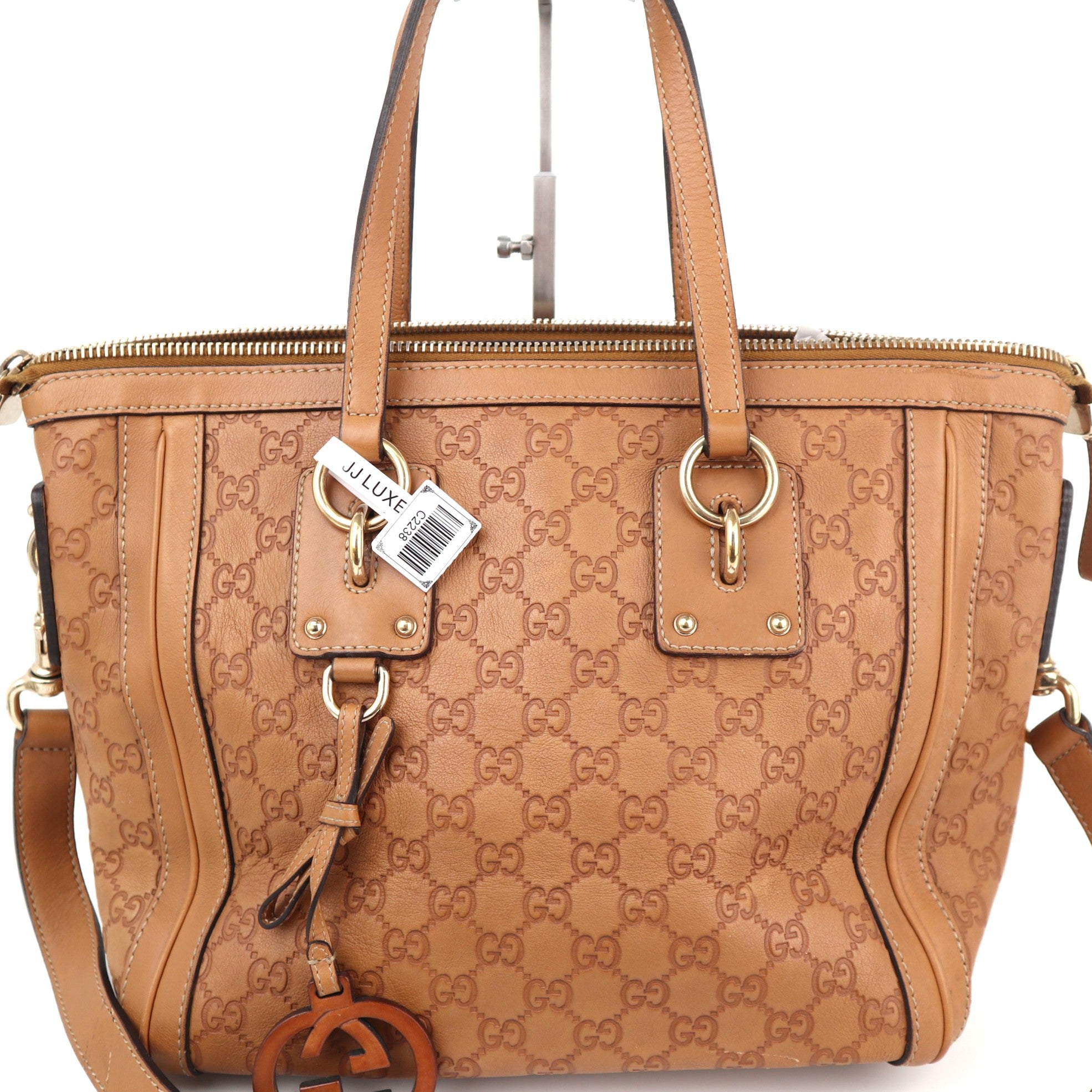 C2238 Gucci Shoulder Bag GG Charm Convertible Guccissima | Pre-Owned Very Good Brown Guccissima Leather
