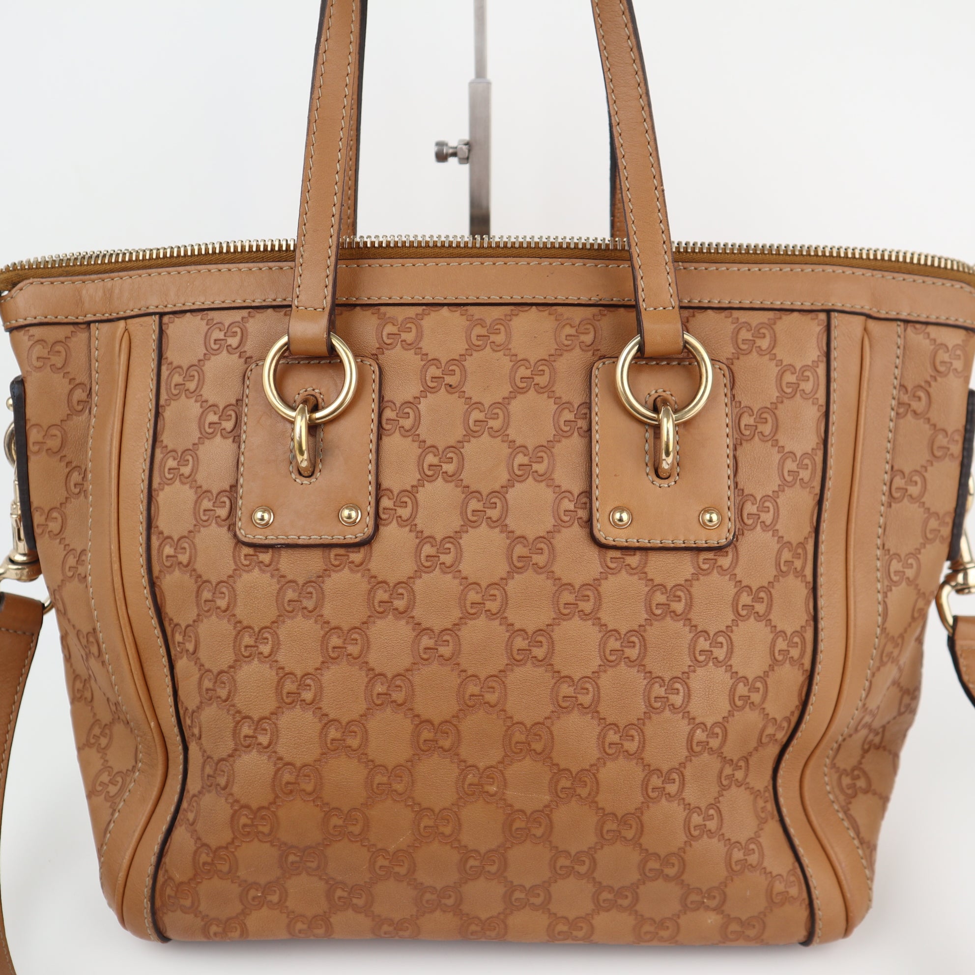 C2238 Gucci Shoulder Bag GG Charm Convertible Guccissima | Pre-Owned Very Good Brown Guccissima Leather