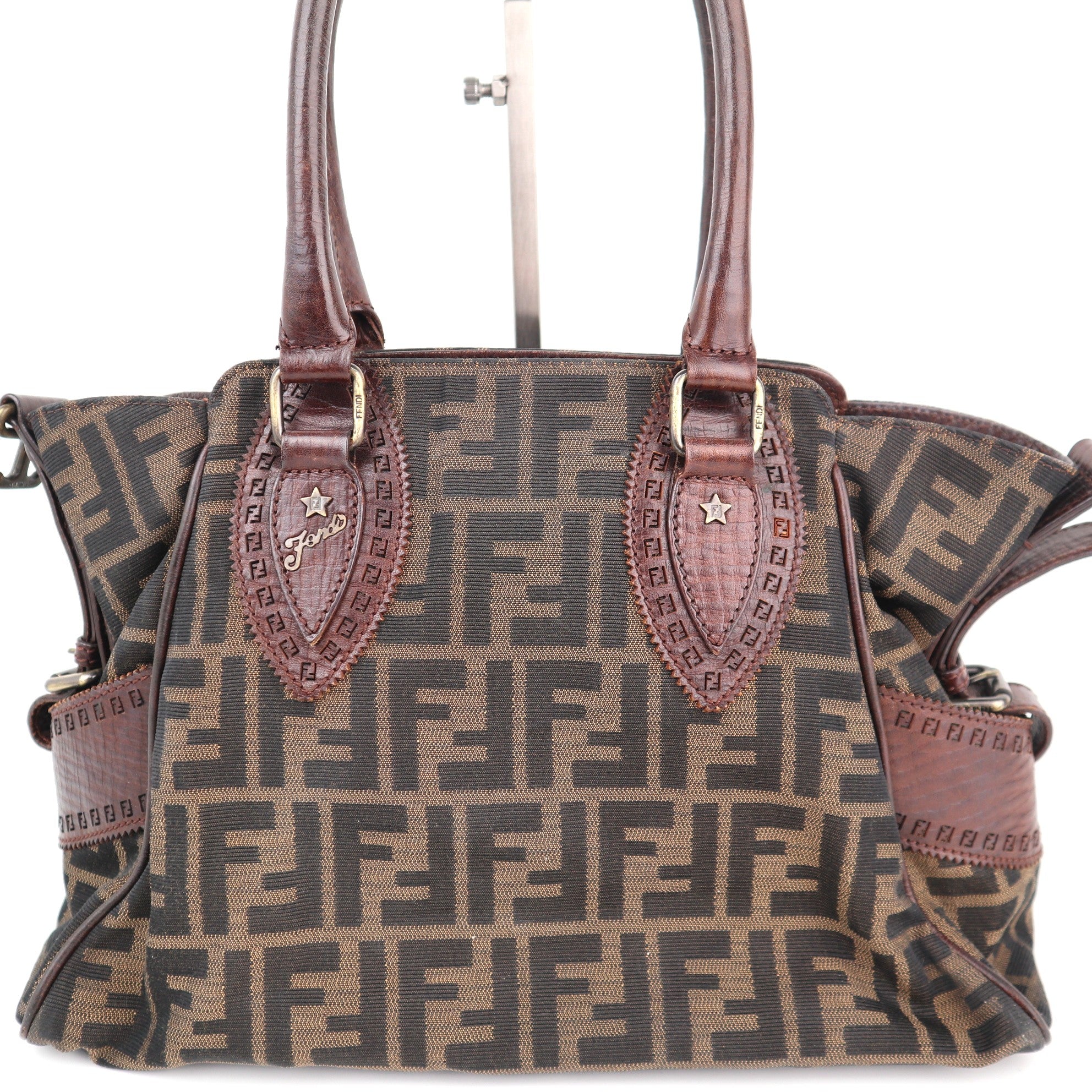 C2240 Fendi Shoulder Bag Zucca Small Bag de Jour | Pre-Owned Very Good Brown Canvas And Leather Trim