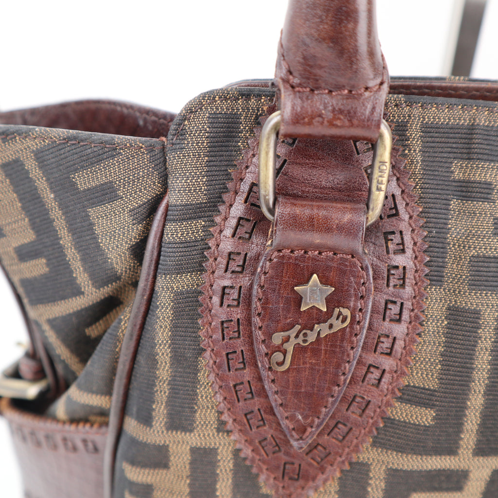 C2240 Fendi Shoulder Bag Zucca Small Bag de Jour | Pre-Owned Very Good Brown Canvas And Leather Trim