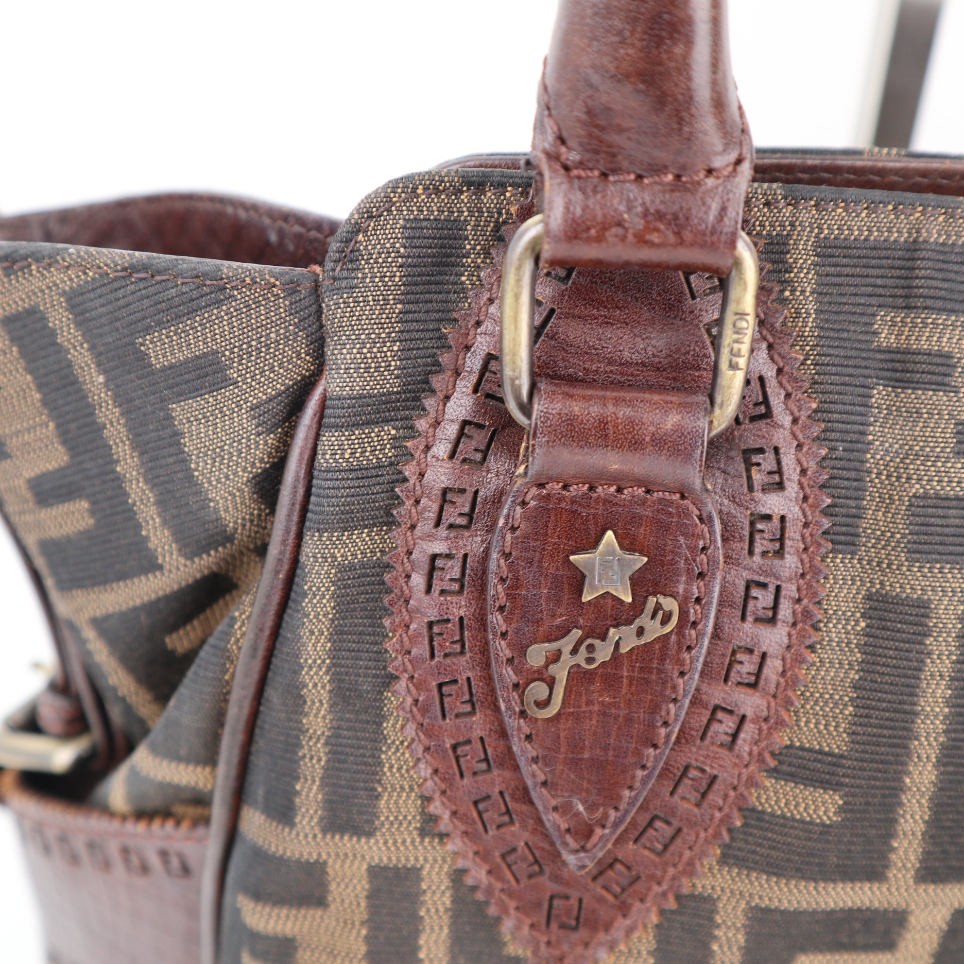 C2240 Fendi Shoulder Bag Zucca Small Bag de Jour | Pre-Owned Very Good Brown Canvas And Leather Trim