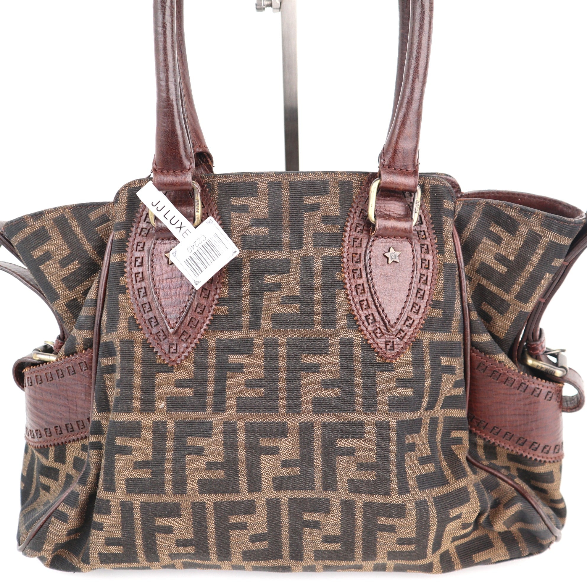 C2240 Fendi Shoulder Bag Zucca Small Bag de Jour | Pre-Owned Very Good Brown Canvas And Leather Trim