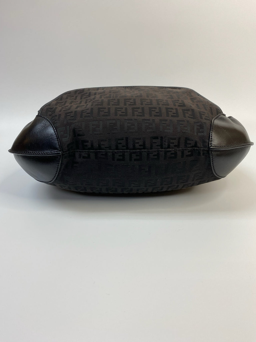 J2946 Fendi Shoulder Bag Black Zucchino Monogram Canvas Hobo Bag | Pre-Owned Black Canvas FF Monogram