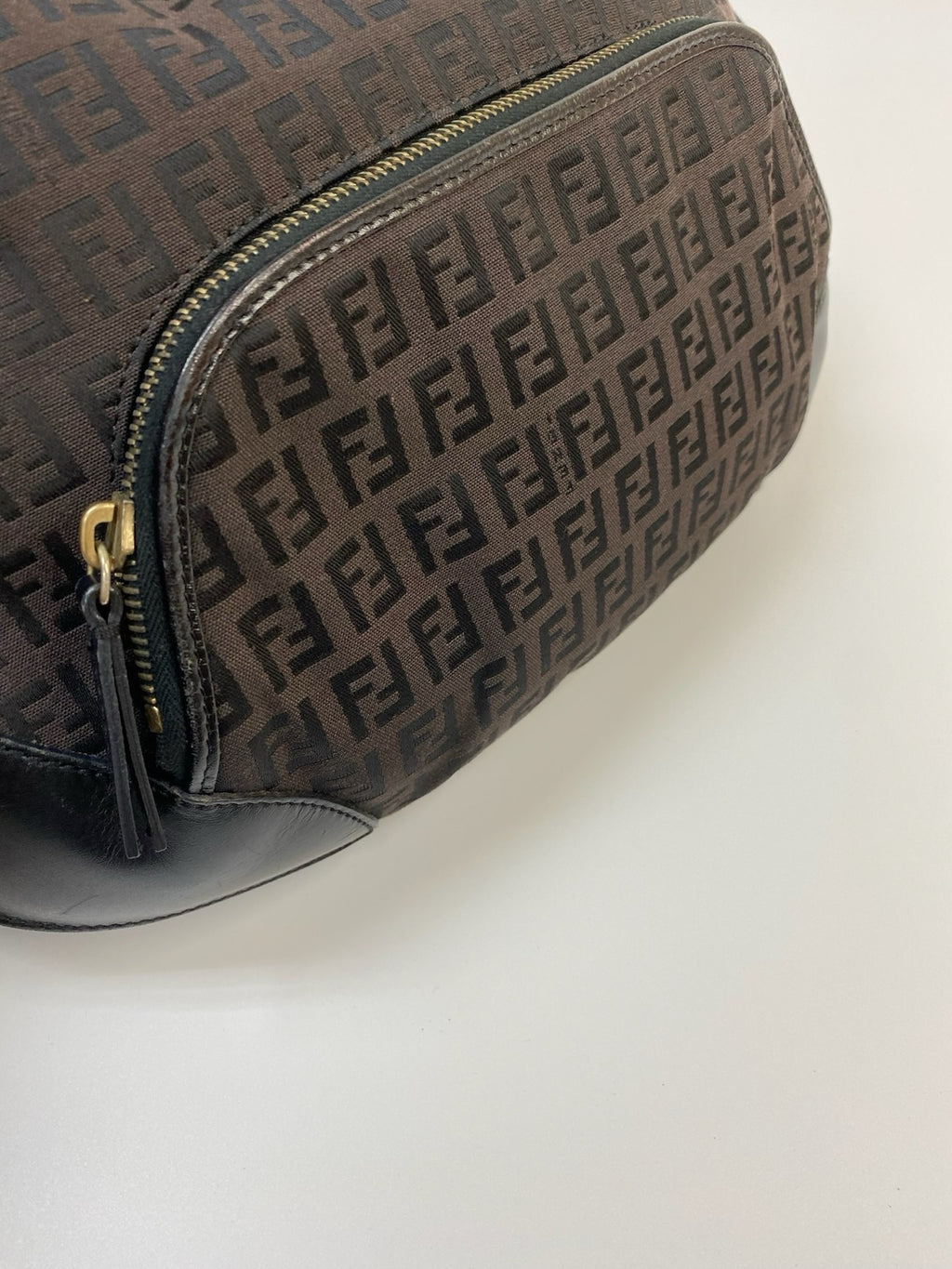 J2946 Fendi Shoulder Bag Black Zucchino Monogram Canvas Hobo Bag | Pre-Owned Black Canvas FF Monogram