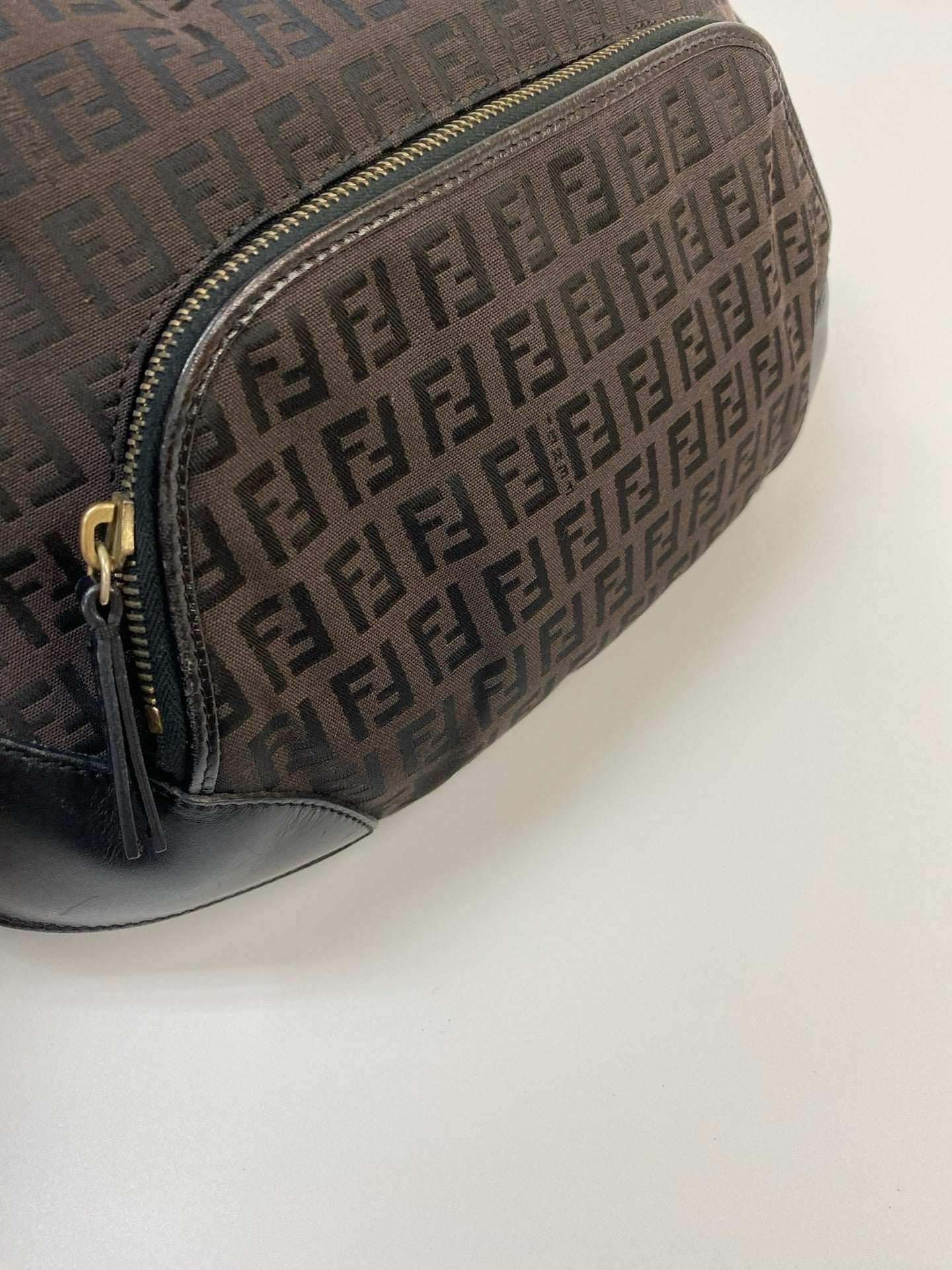 J2946 Fendi Shoulder Bag Black Zucchino Monogram Canvas Hobo Bag | Pre-Owned Black Canvas FF Monogram