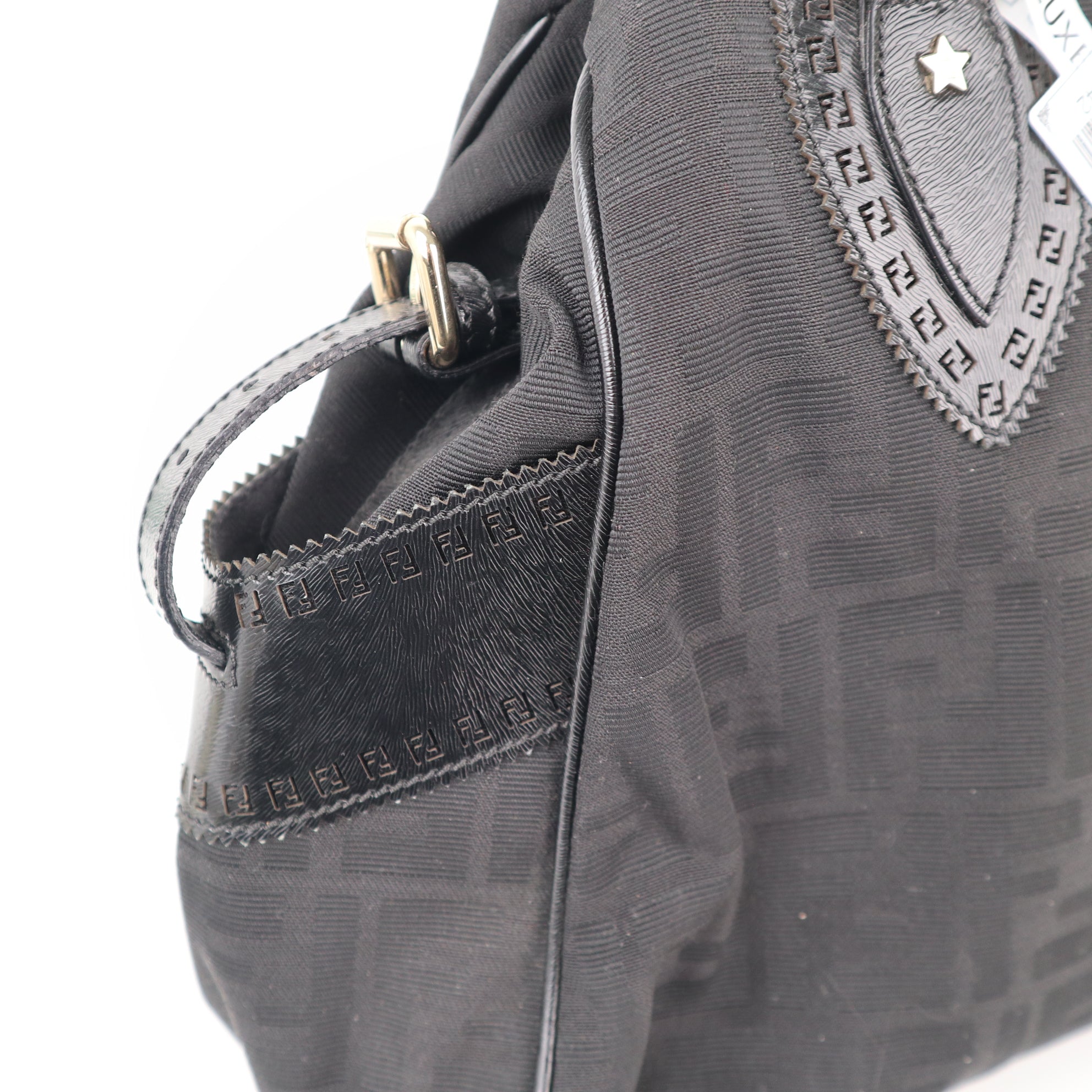 C2242 Fendi Shoulder Bag Zucca Medium Bag de Jour | Pre-Owned Very Good Black Canvas And Leather Trim