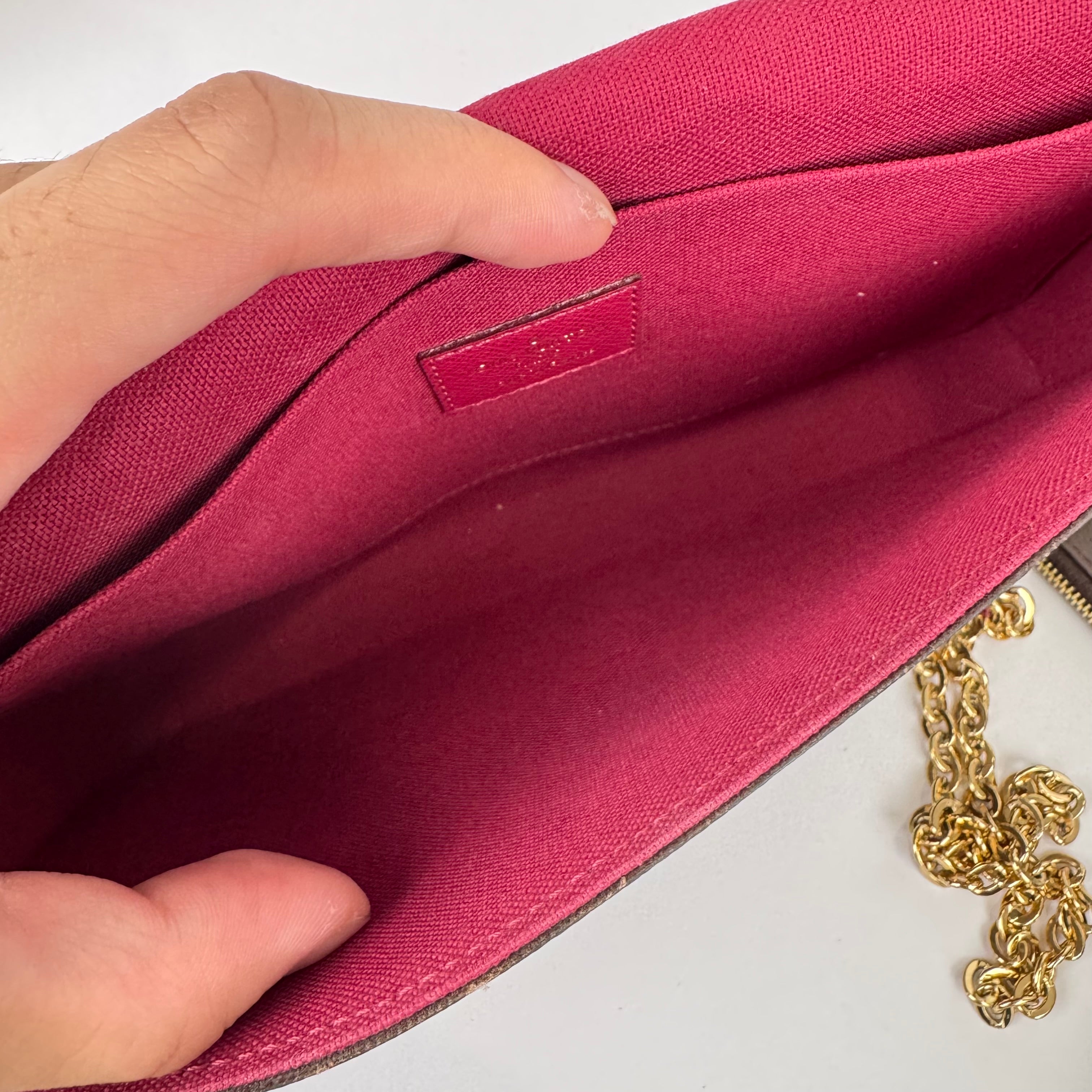 Louis Vuitton Felicie Monogram Shoulder Pochette Brown- Pre Owned