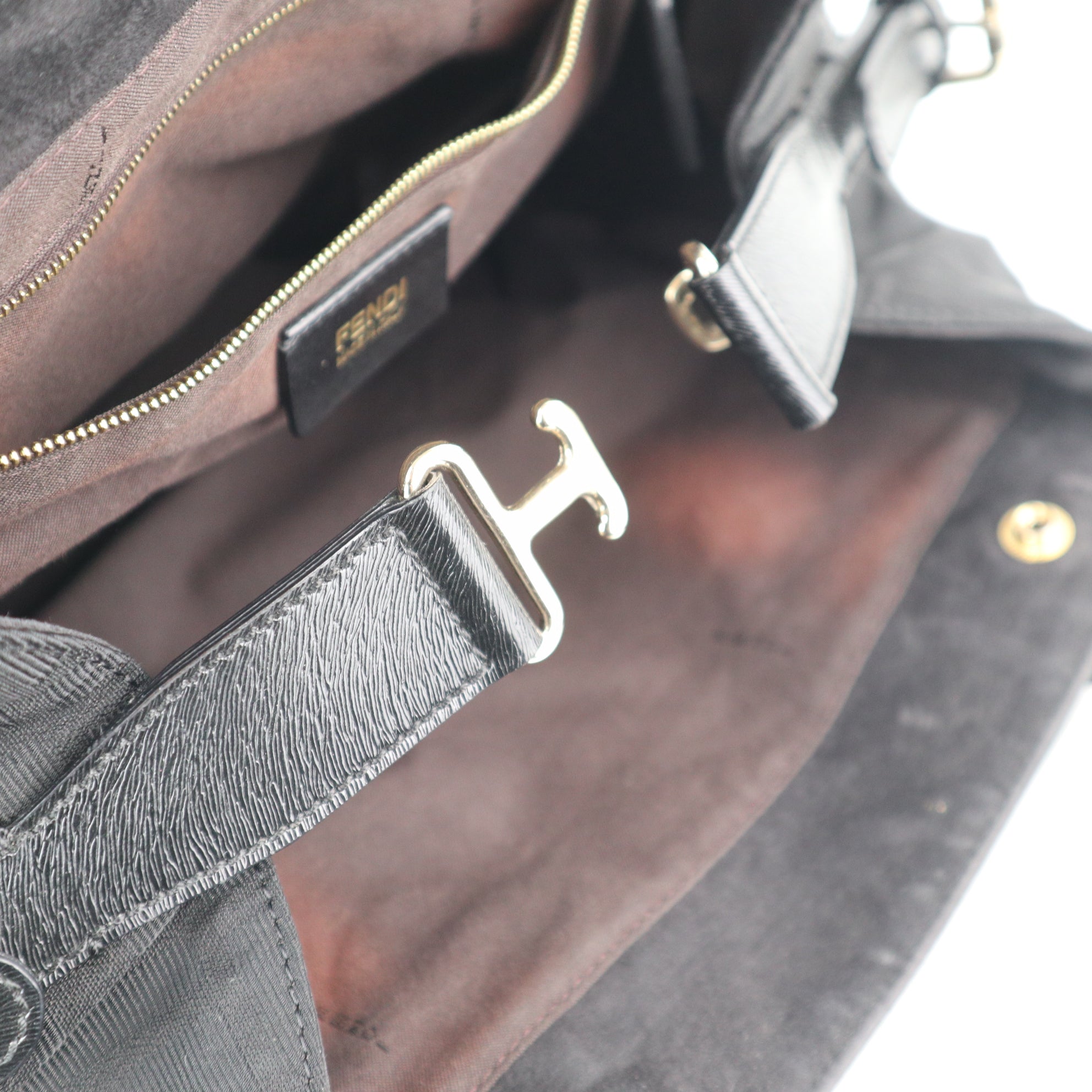 C2242 Fendi Shoulder Bag Zucca Medium Bag de Jour | Pre-Owned Very Good Black Canvas And Leather Trim