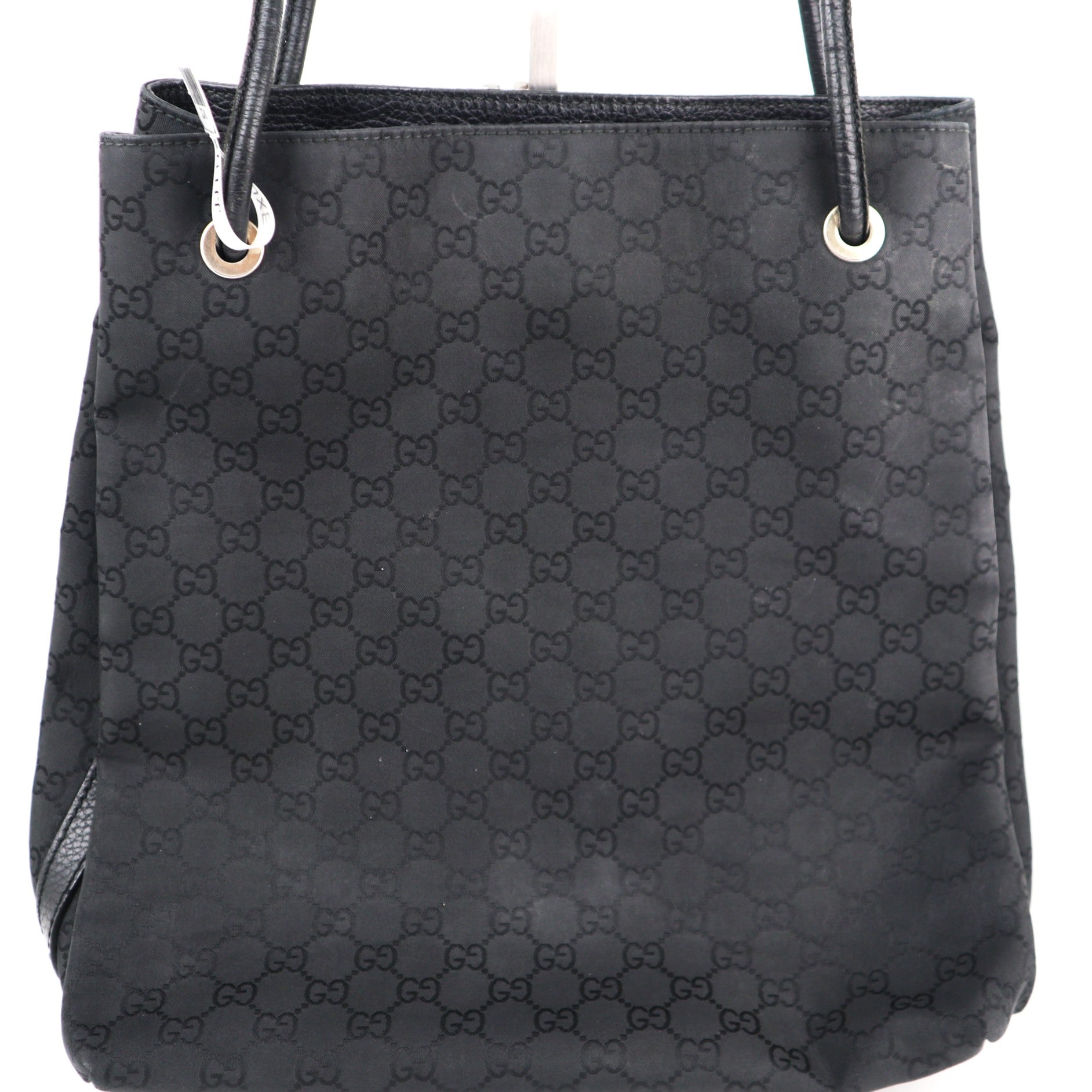 C2243 Gucci Tote Bag Monogram Gifford | Pre-Owned Very Good Black Nylon And Leather Trim