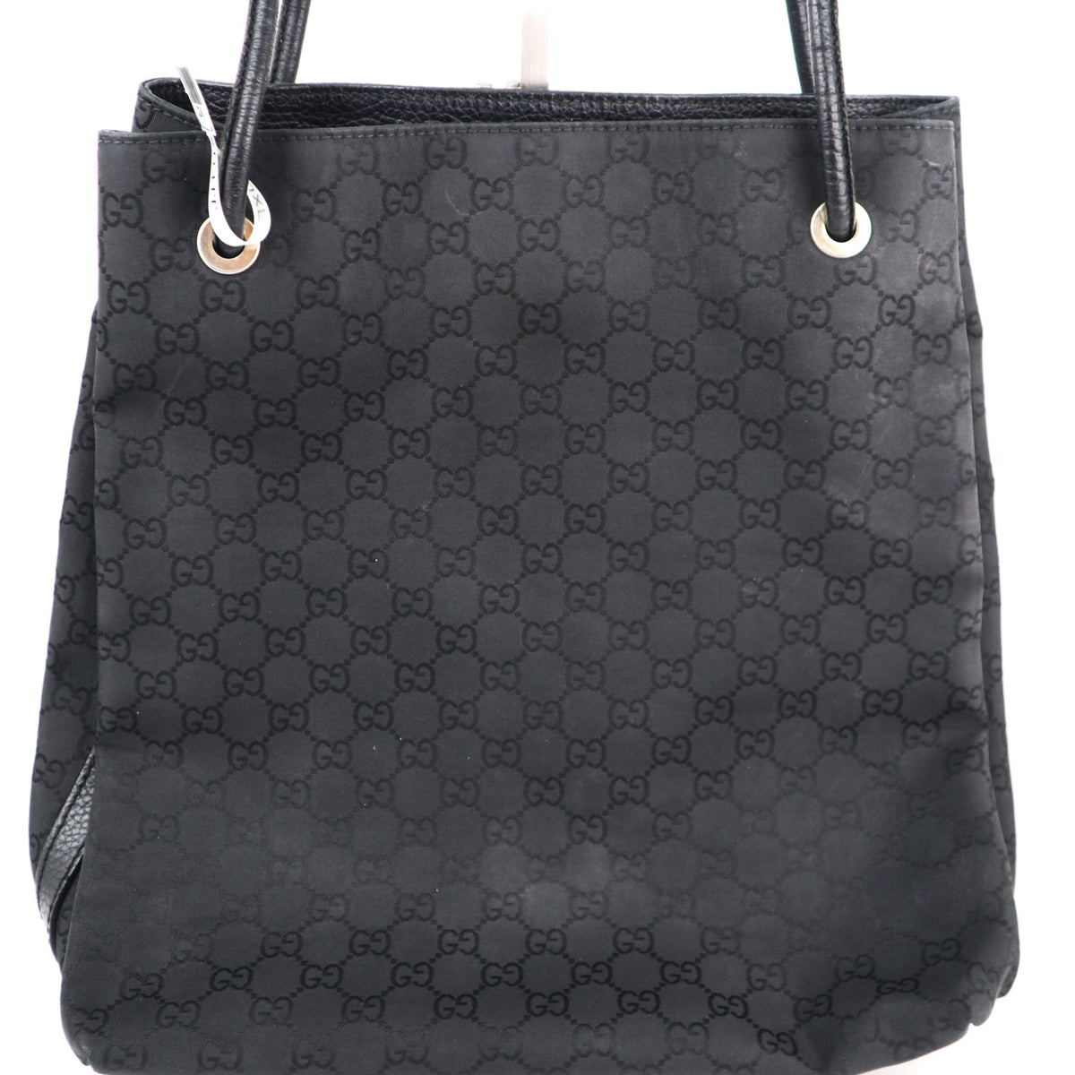 C2243 Gucci Tote Bag Monogram Gifford | Pre-Owned Very Good Black Nylon And Leather Trim