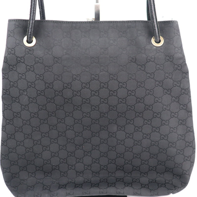 C2243 Gucci Tote Bag Monogram Gifford | Pre-Owned Very Good Black Nylon And Leather Trim