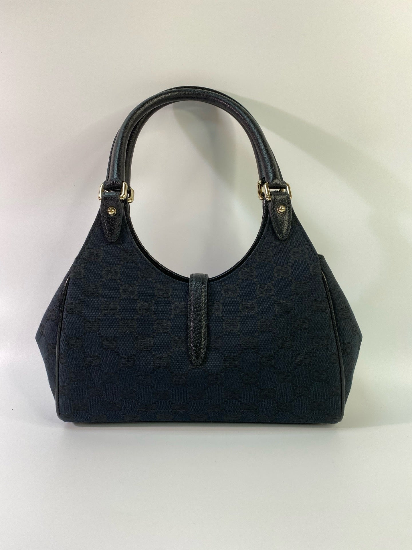 J2945 Gucci Top Handle Bag GG Canvas Jackie Handbag | Pre-Owned Brown Canvas GG Monogram