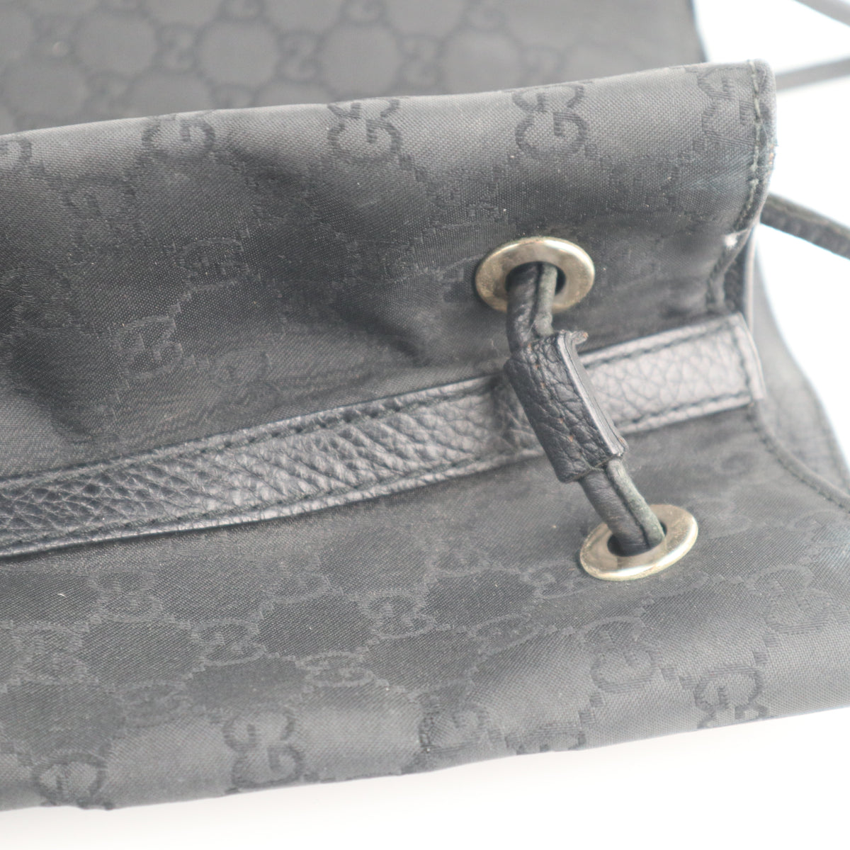 C2243 Gucci Tote Bag Monogram Gifford | Pre-Owned Very Good Black Nylon And Leather Trim